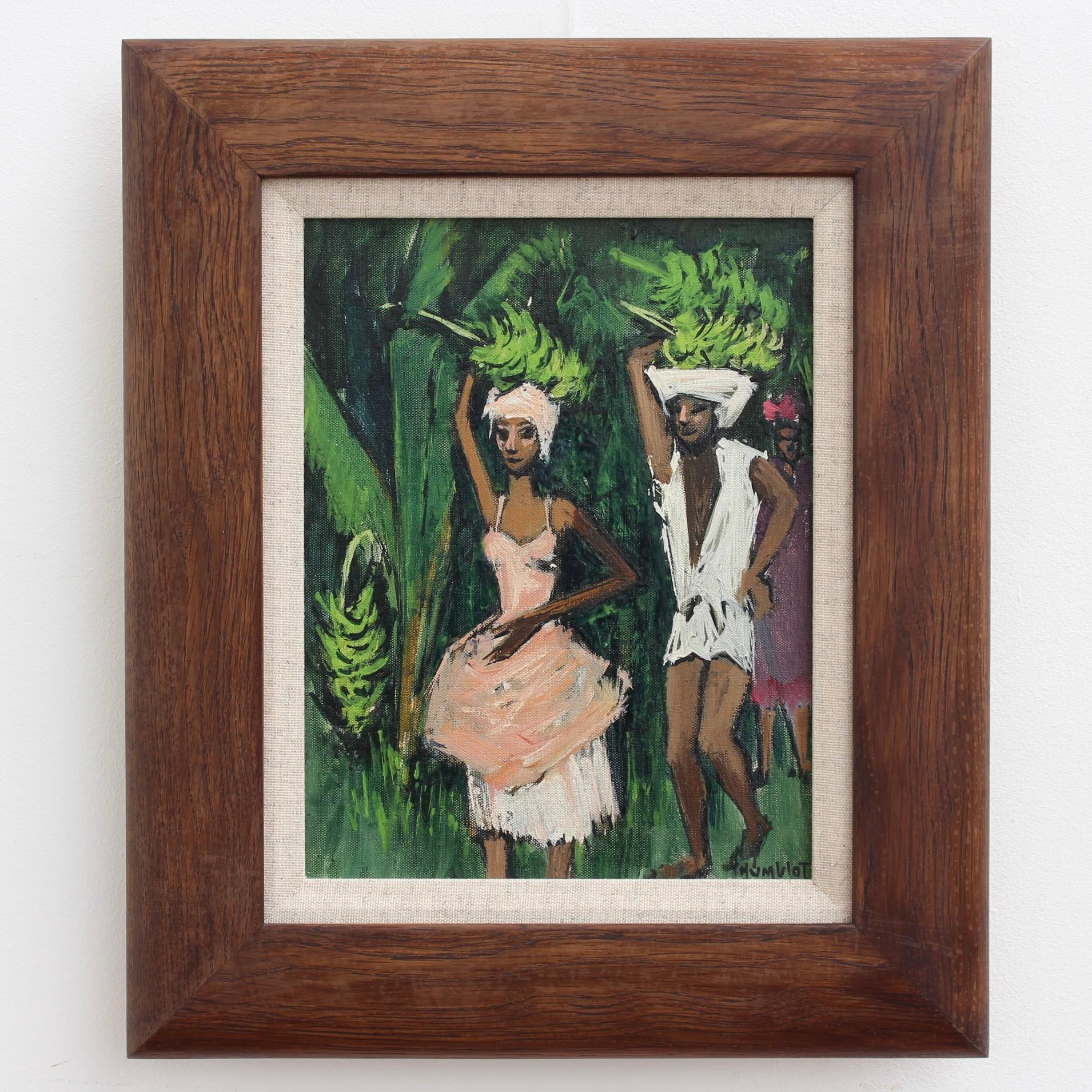 La plantation de bananes à Guadeloupe - Painting de Robert Humblot
