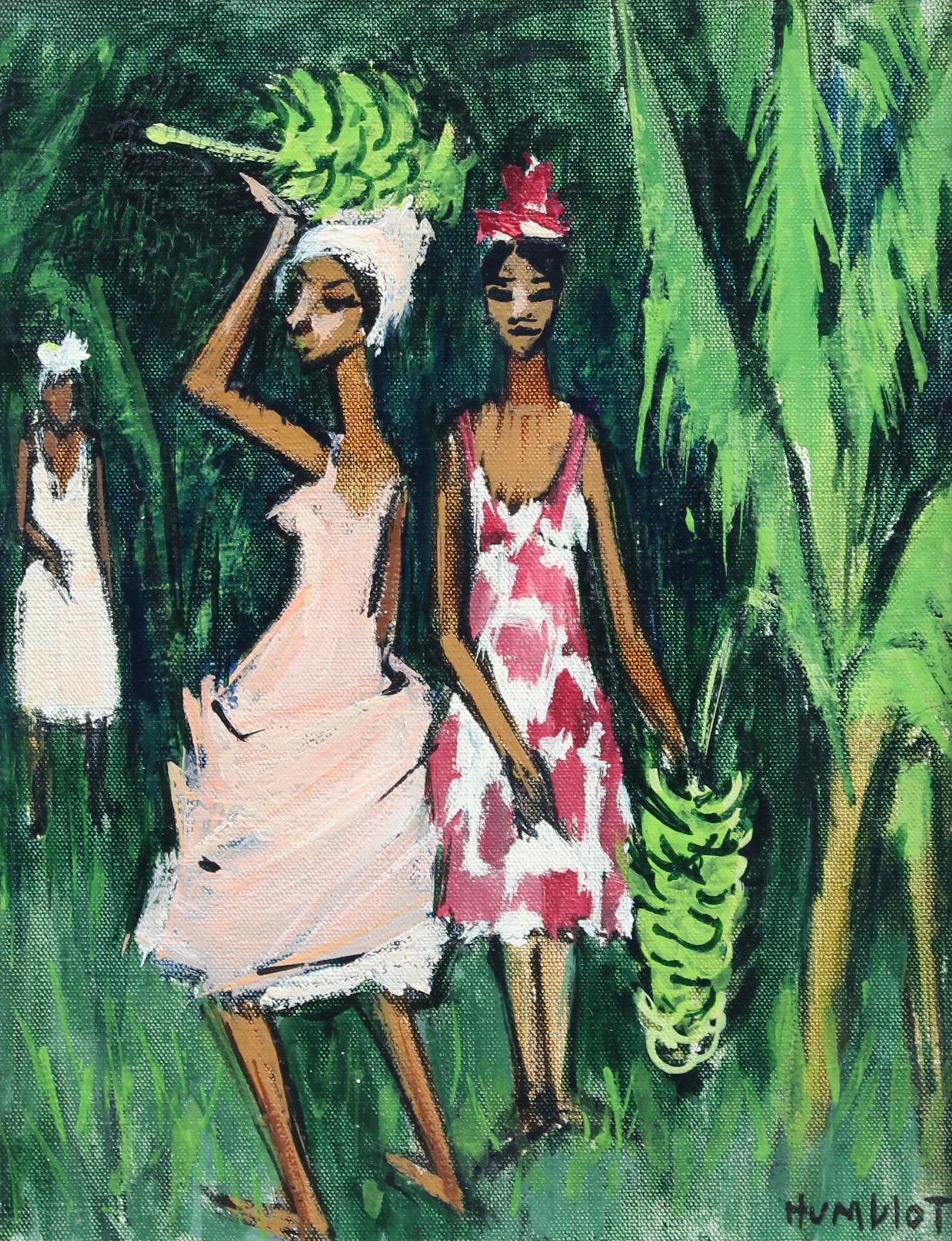 Figurative Painting Robert Humblot - The Banana Plantation Guadeloupe II