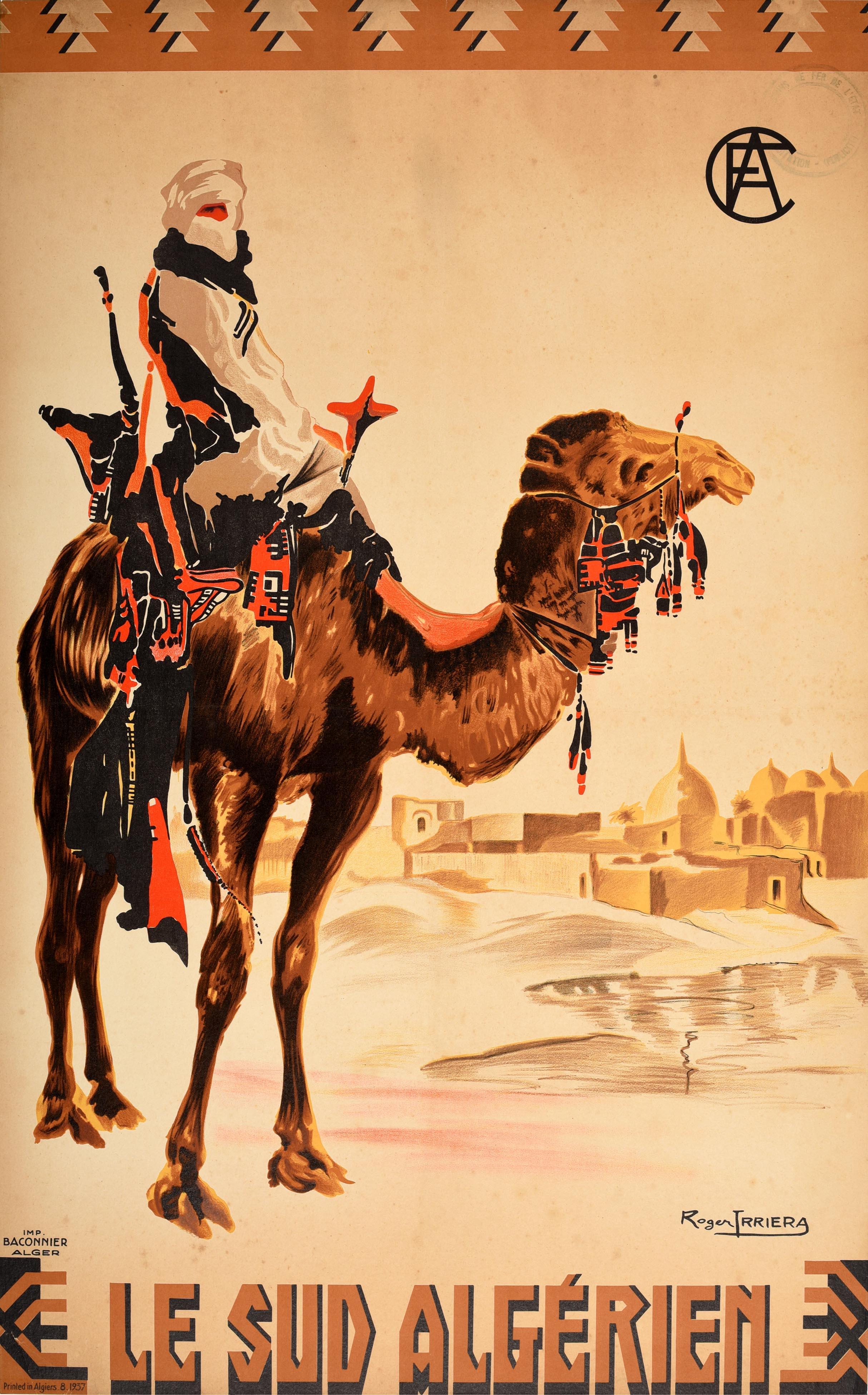 Roger Irriera Print - Original Vintage Rail Travel Poster The Algerian South Camel Art Algeria Africa