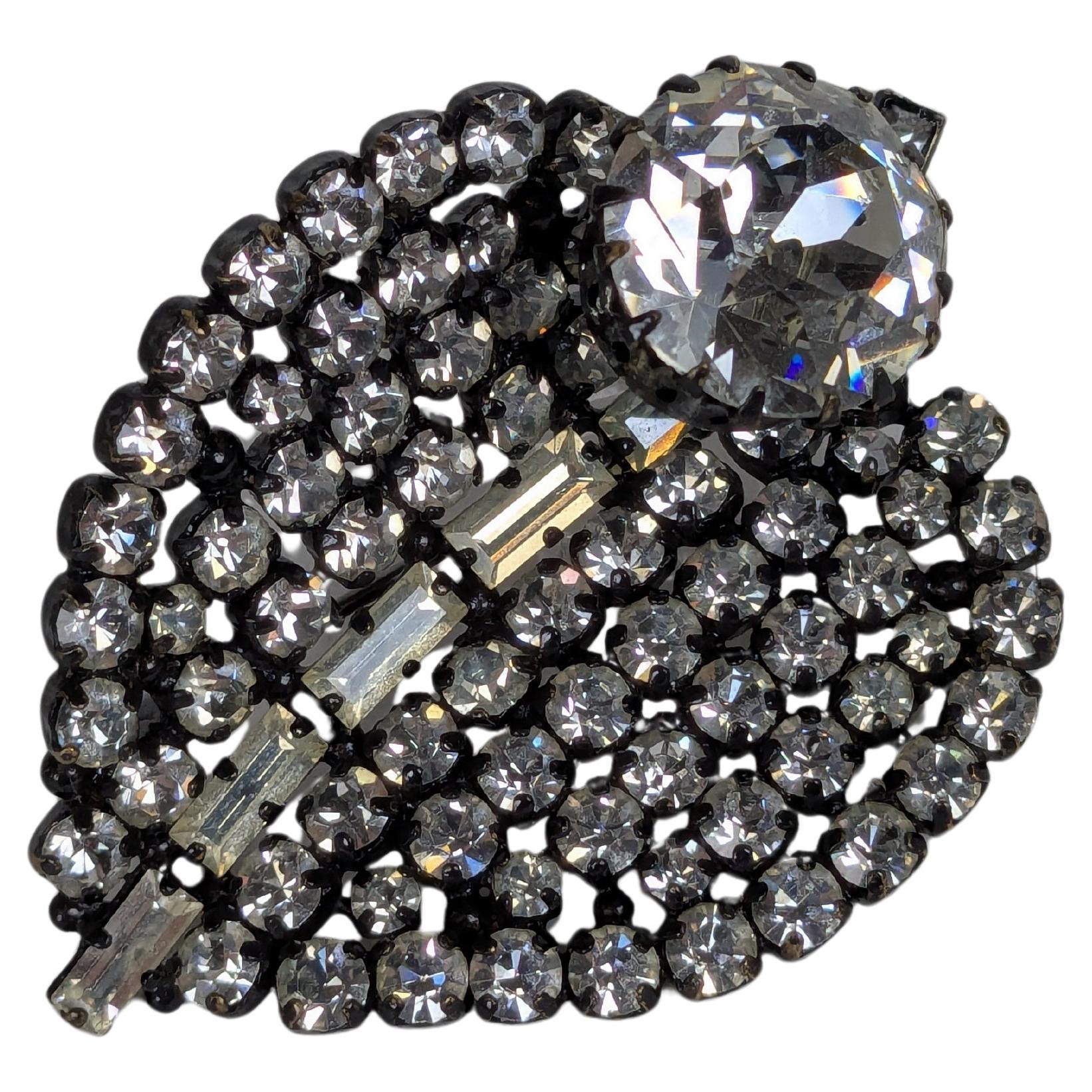 Roger Jean Pierre Crystal Leaf Dew Drop Brooch