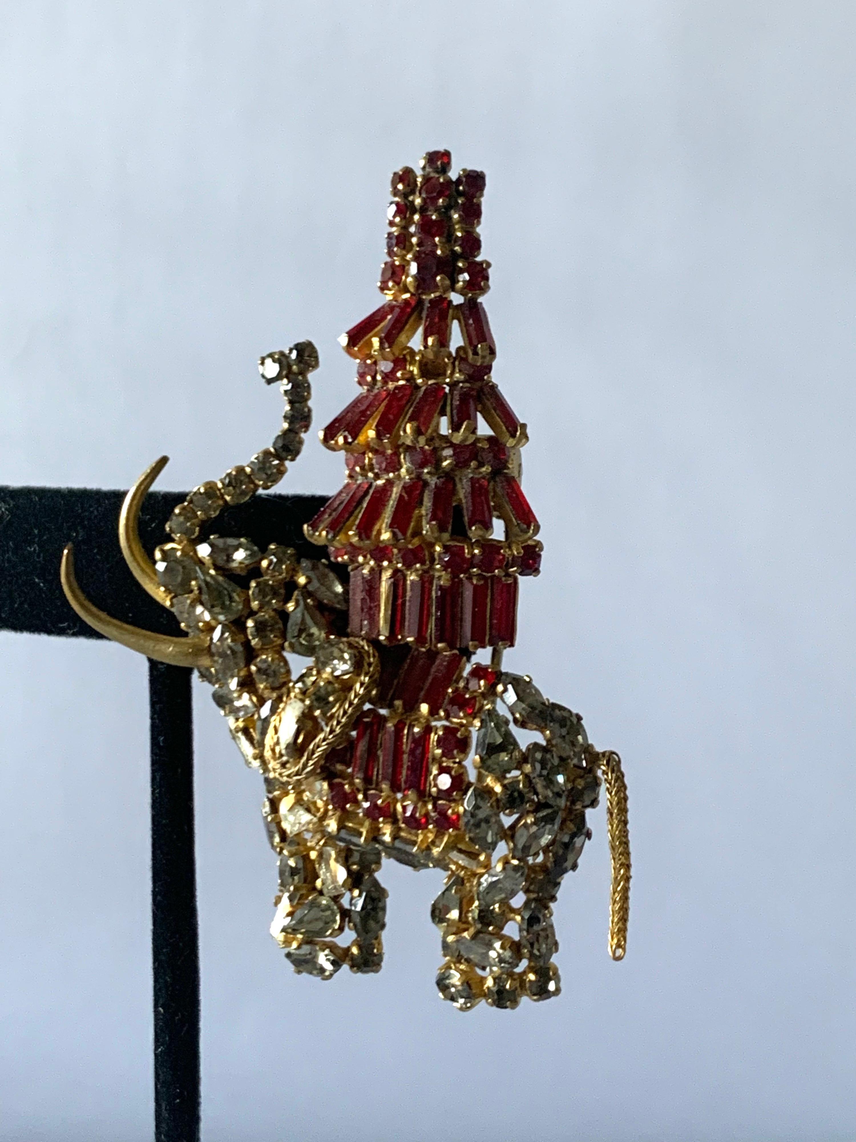 Artisan Roger Jean-Pierre Elephant Pagoda Brooch