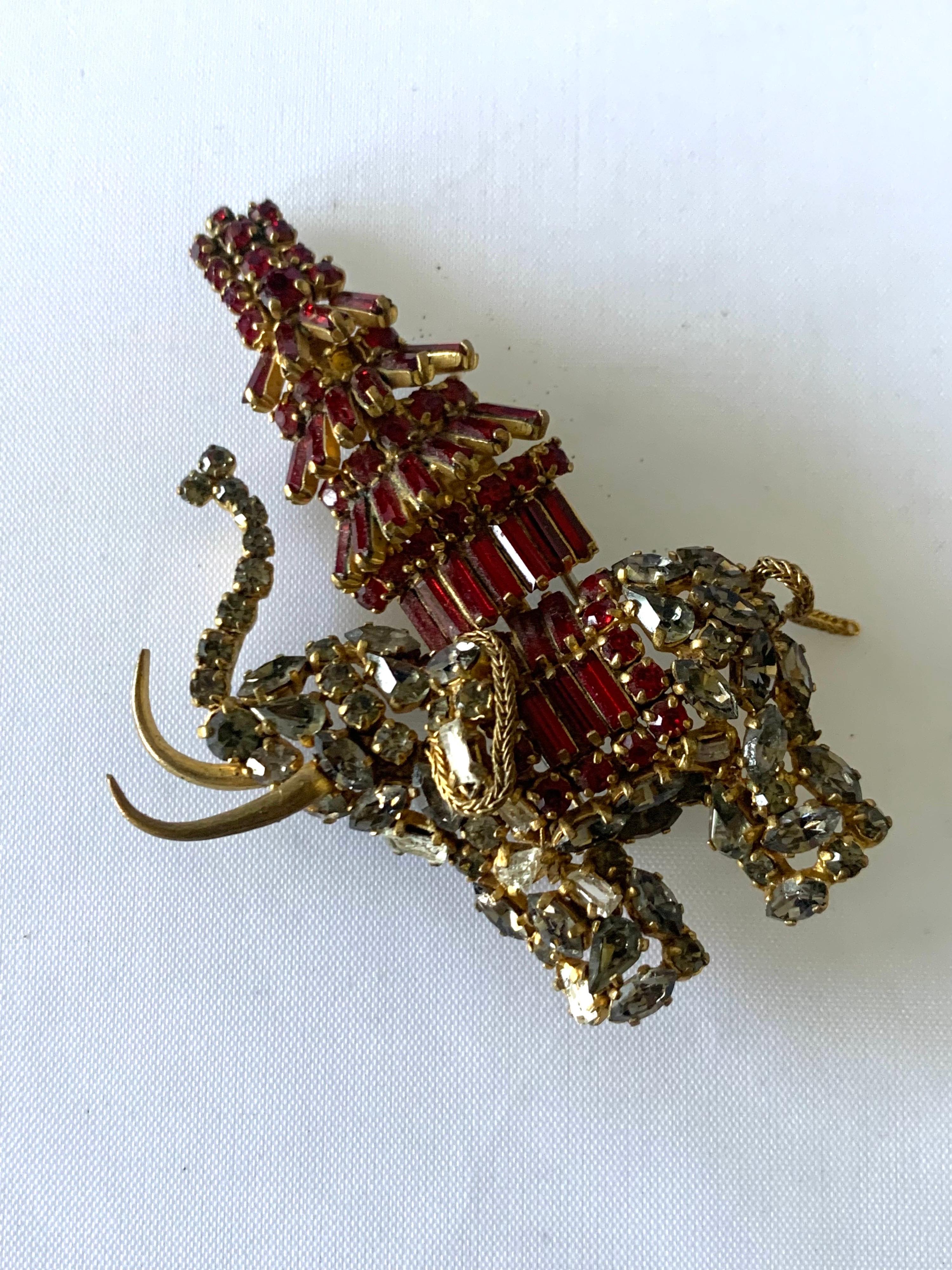 Roger Jean-Pierre Elephant Pagoda Brooch In Good Condition In Palm Springs, CA