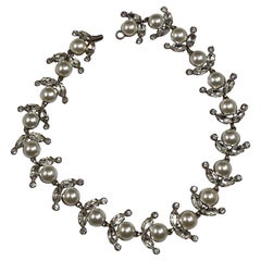 Roger Jean Pierre Glass Pearl and Rhinestone Necklace for Christian Dior