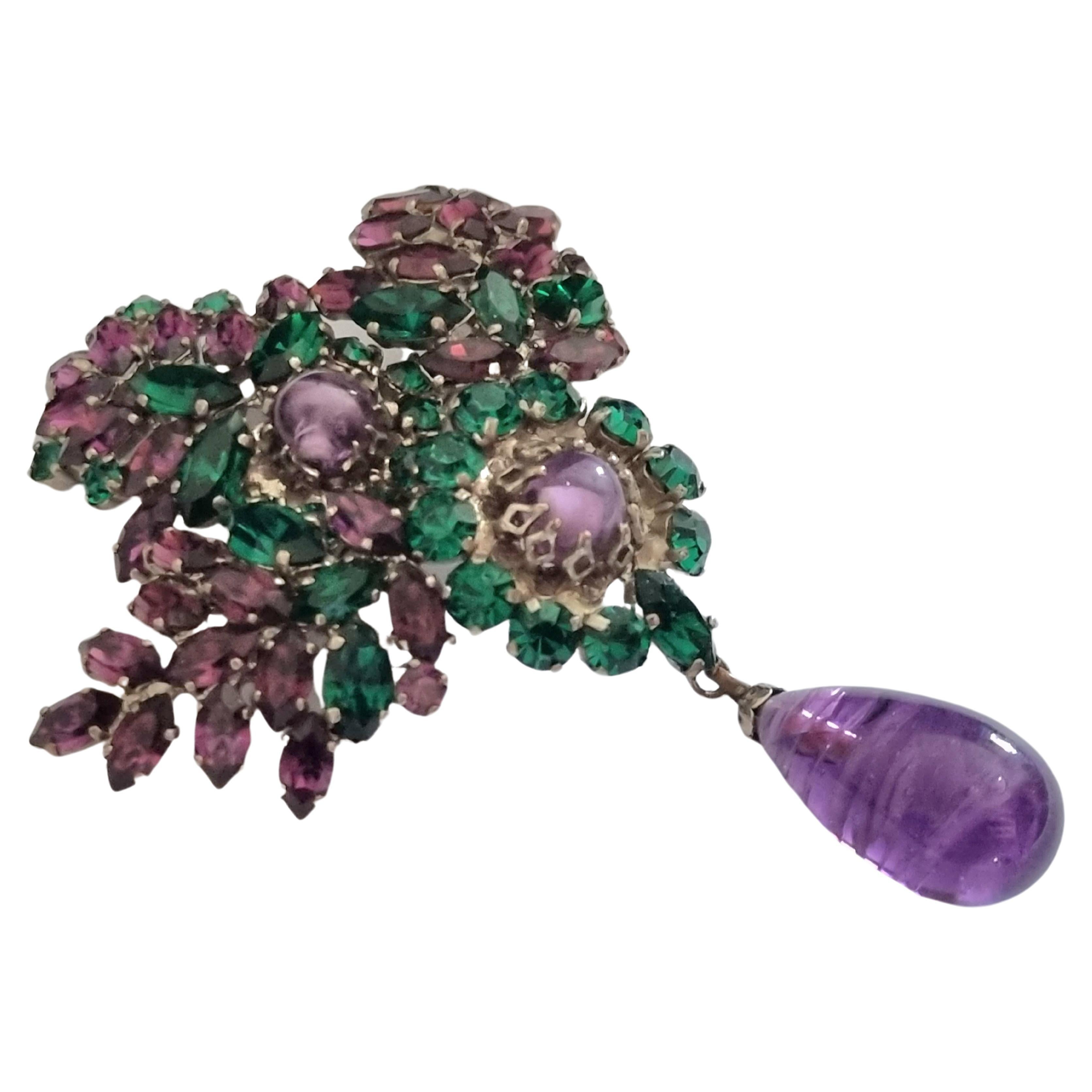 ROGER Jean Pierre, Magnificent old brooch, vintage from the 50s, High fashion