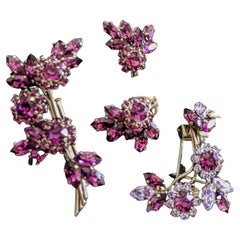 ROGER Jean Pierre, old SET: Brooch, Earrings, Fur Brooch, vintage 50s