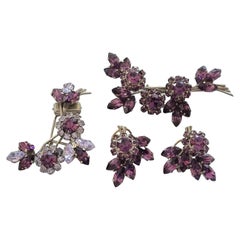 ROGER Jean Pierre, set ancien : broche, boucles d'oreilles, broche en fourrure, années 50