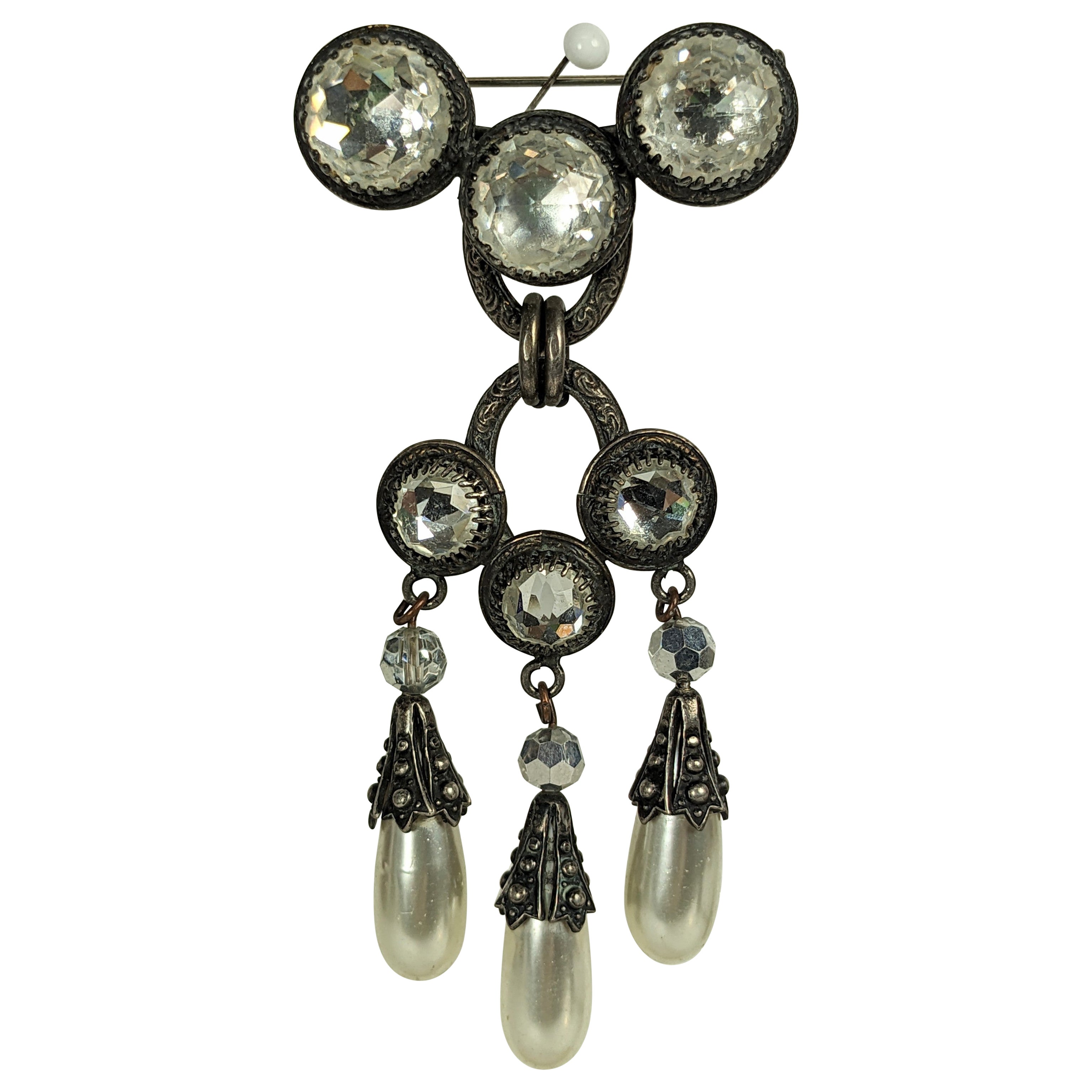 Broche colgante de perlas Roger Jean Pierre