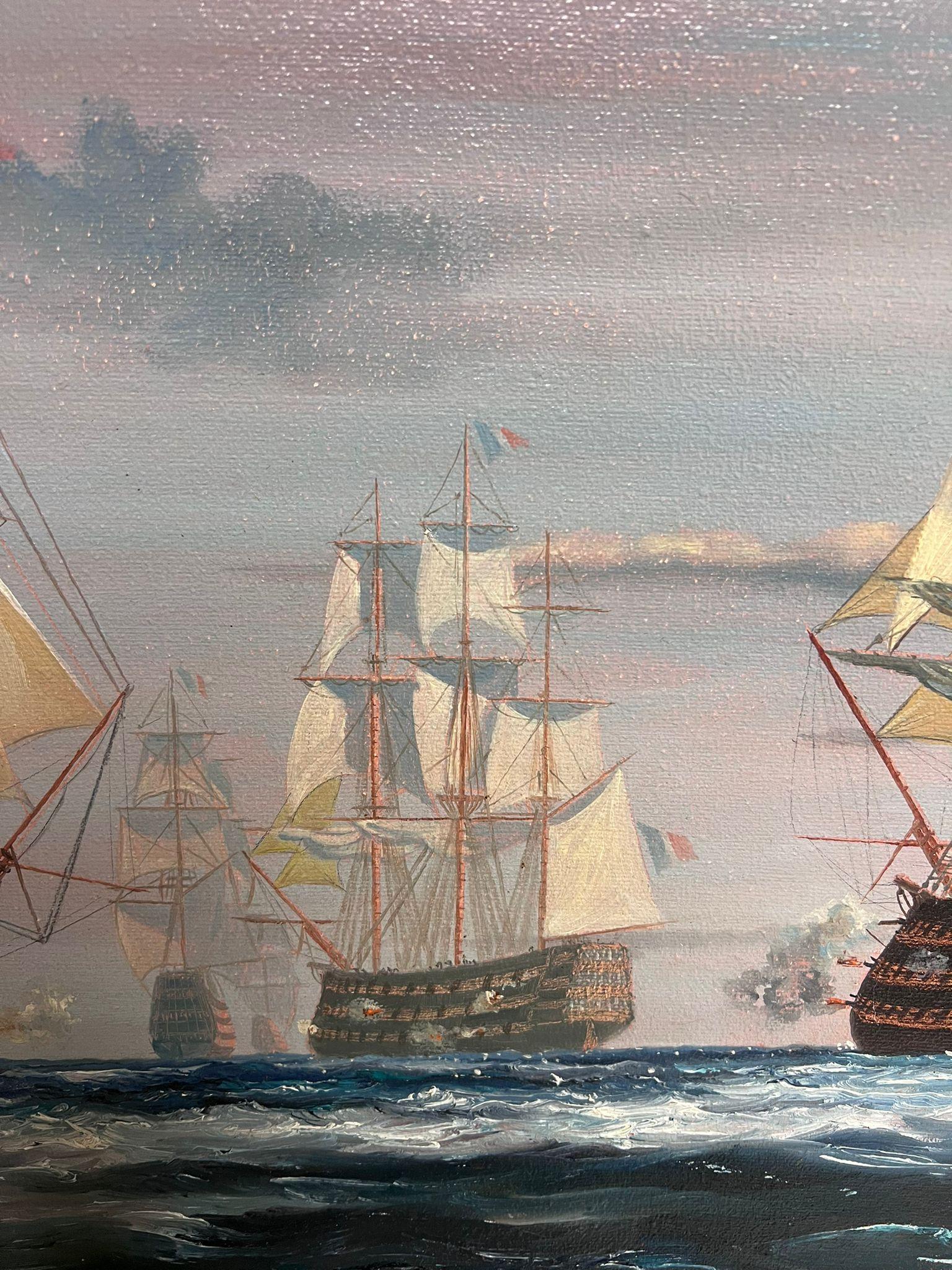 Große britische Seeschlacht Einsatz auf See 18. Jahrhundert Classic Ships (Englische Schule), Painting, von Roger John Collins
