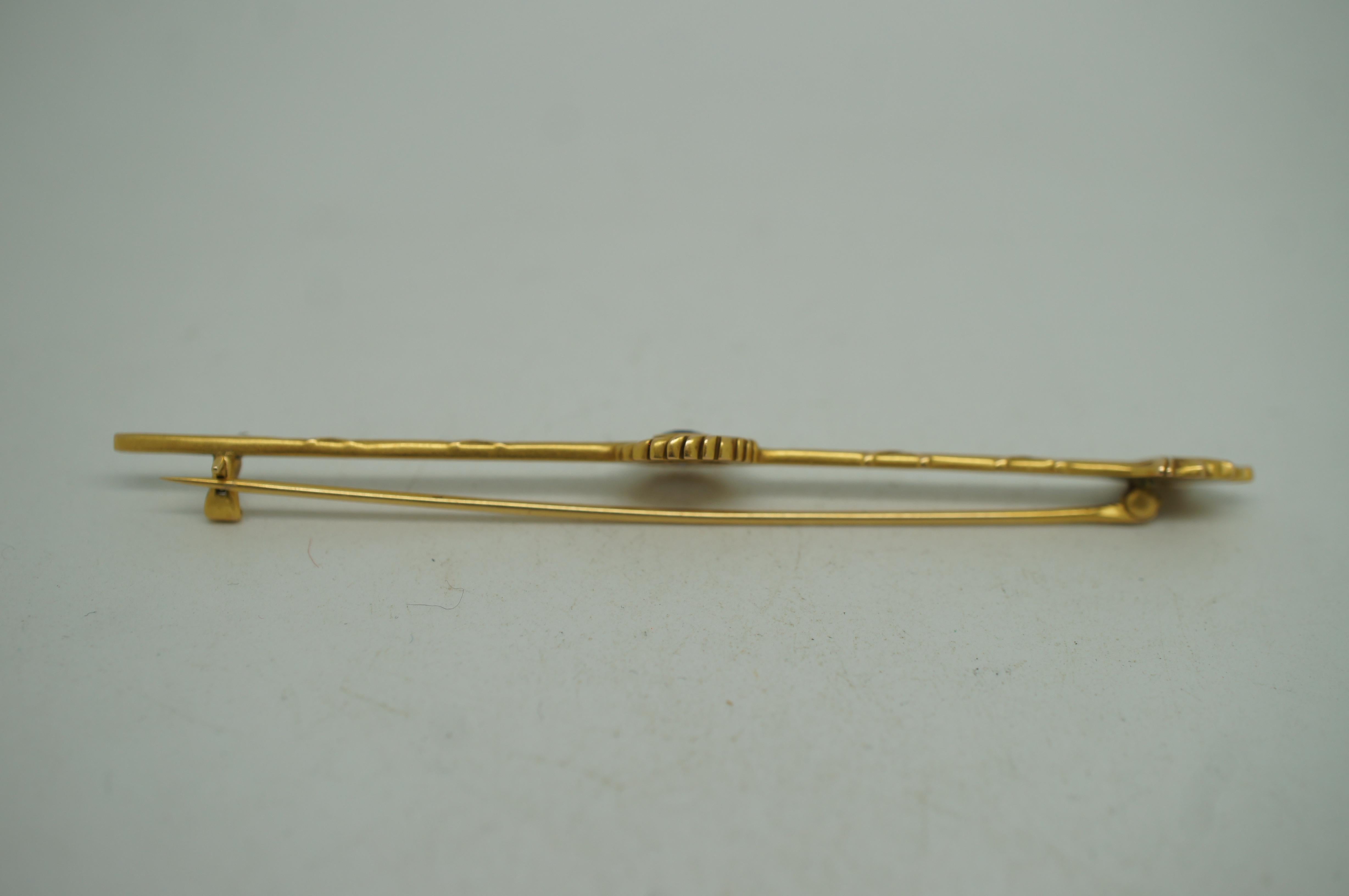 Roger Jones Antique 14K Gold Sapphire Neoclassical Torchiere Brooch Pin 3.5