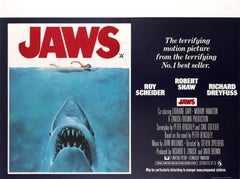 Original Vintage Classic Movie Poster For Spielberg's Thriller Film Jaws UK Quad