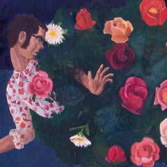 1967 dipinto a olio, inglese, di Roger Kean 'La camicia, addio al Greene'.