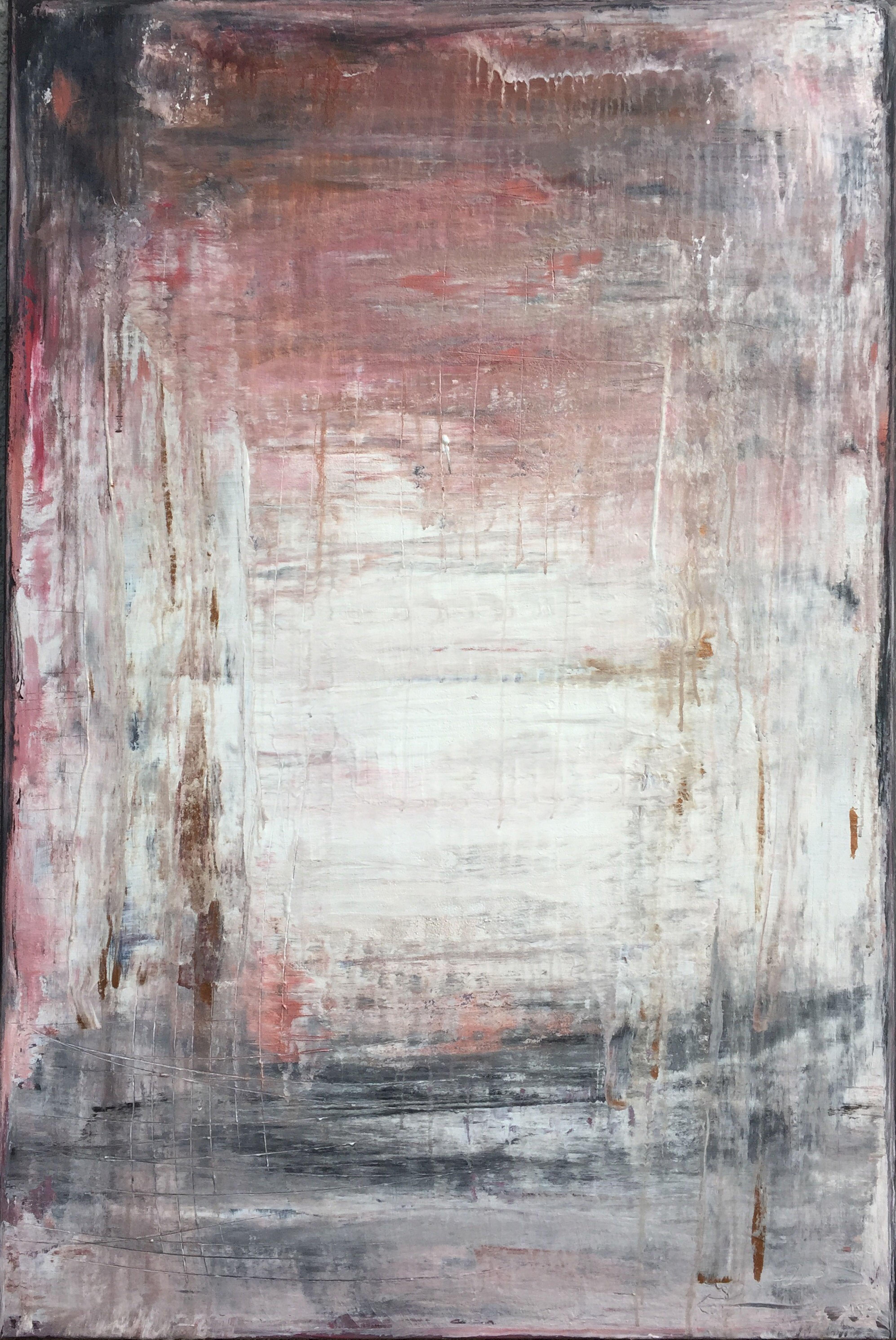 Roger König Abstract Painting – ""1117 abstrakte antike weiß/rot"" Abstrakt, Gemälde, 21. Jahrhundert, Acryl 