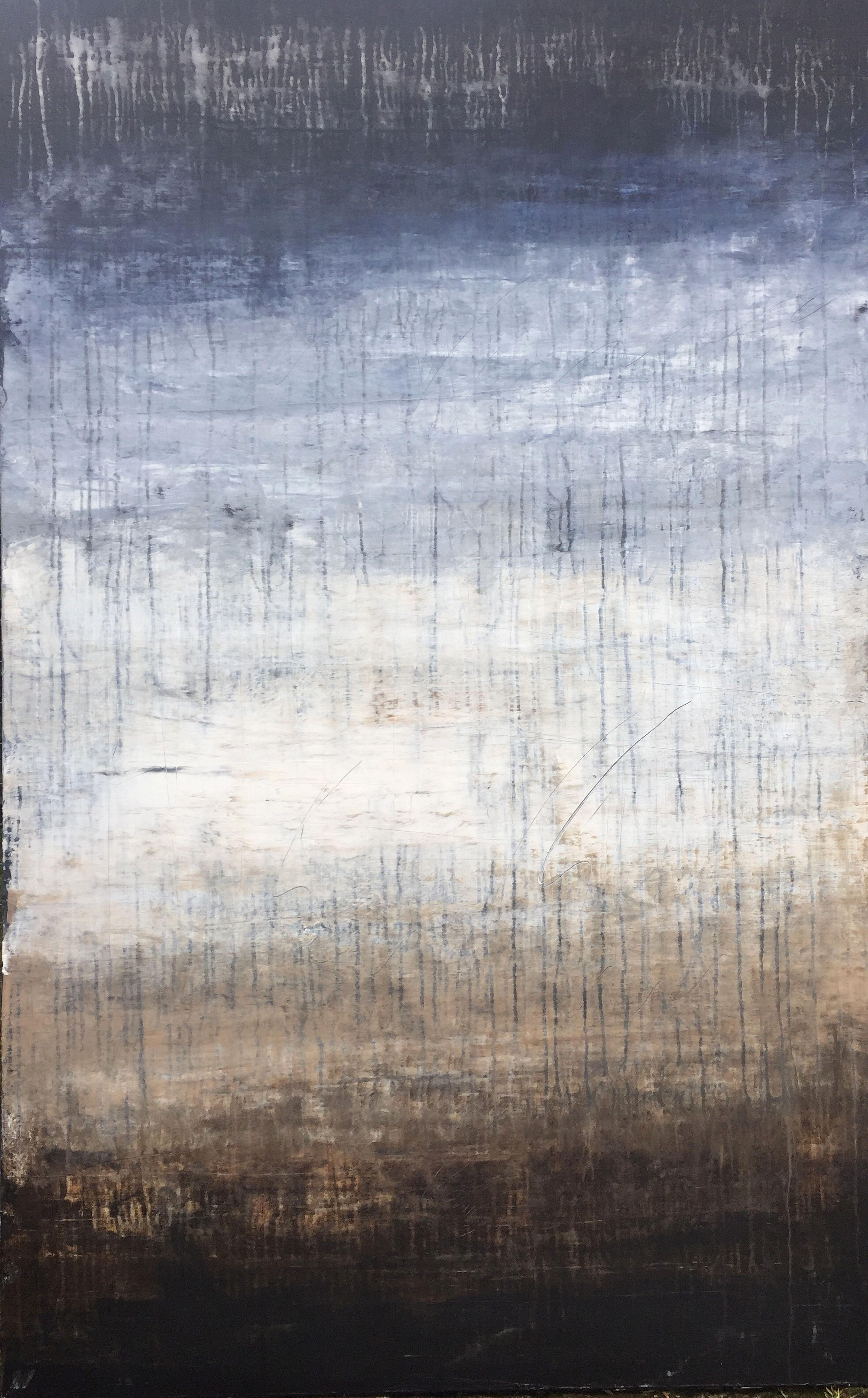 Roger König Landscape Painting - "1160 blue/white/brown elegance" - Abstract, Painting, 21st Century, Acrylic