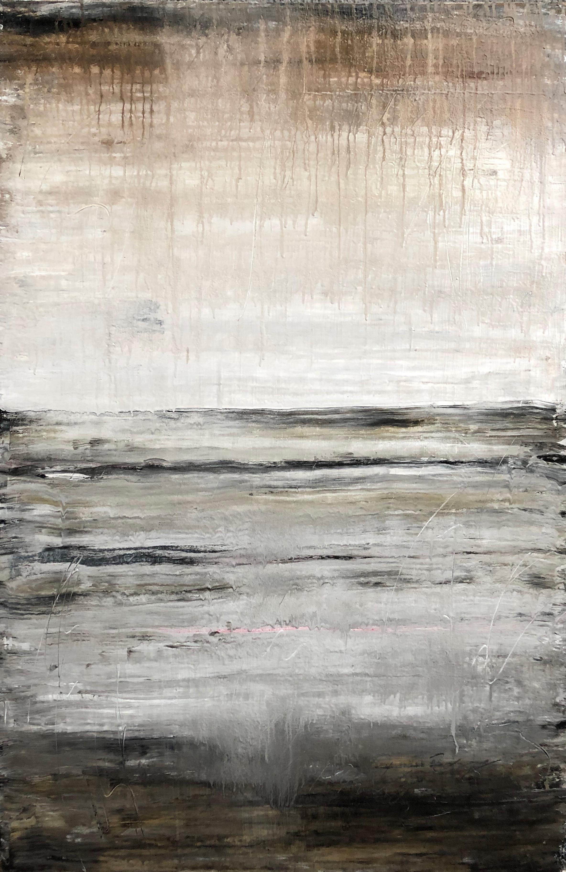 "1252 horizonte de oro antiguo", Abstracto, Pintura de paisaje, Siglo XXI, Acrílico