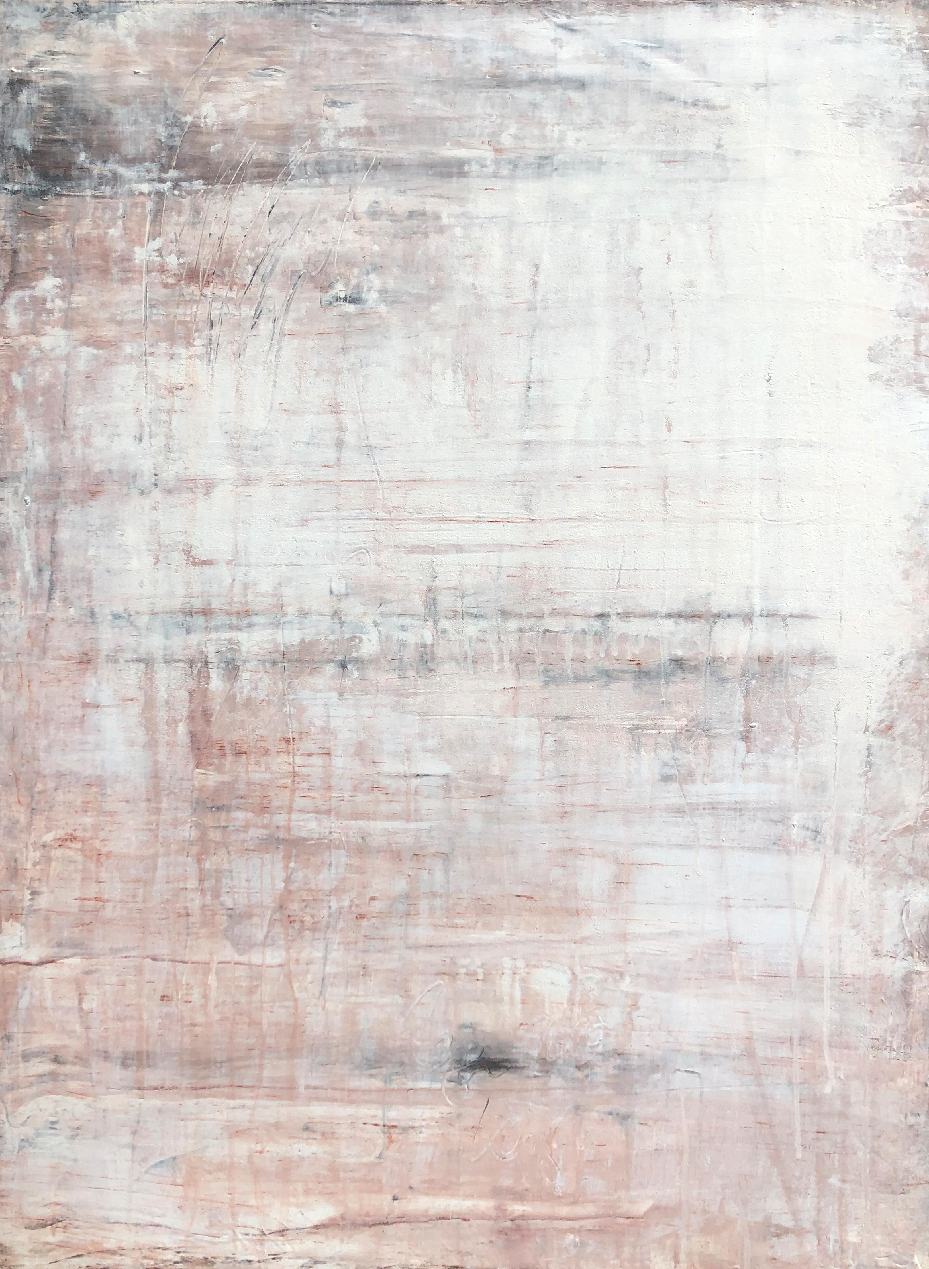 Roger König Landscape Painting - "Antique White/Red", No.1347, Abstract Painting, 21st Century, Acrylic Clay