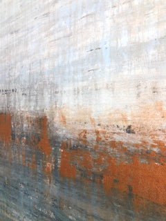 "1402  Abstraktes Gemälde „Eleganz in Blau/Weiß/Kupfer“ aus Acryl, 21. Jahrhundert