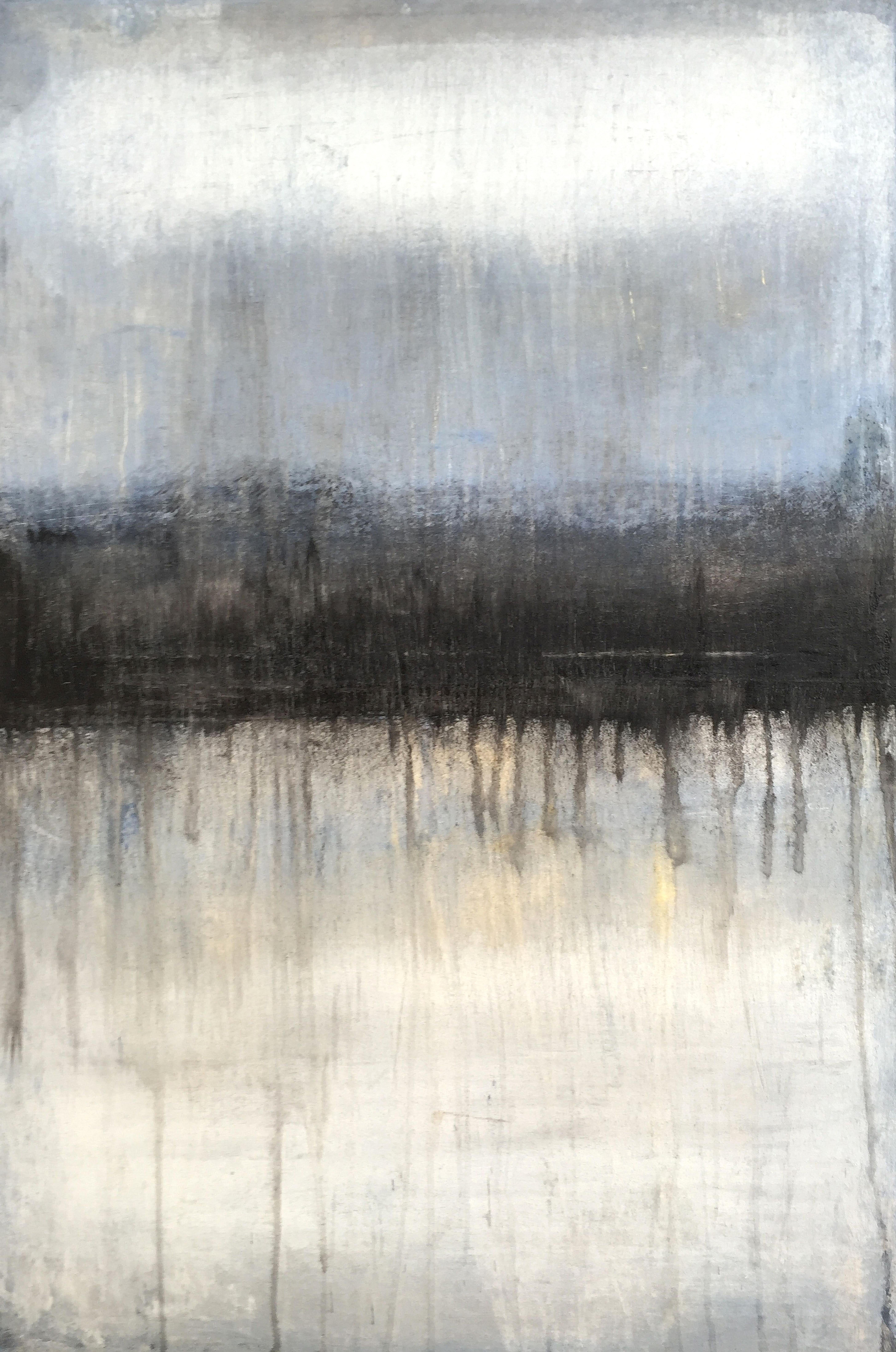 Abstract Painting di Roger König - astratto antico bianco/nero/blu, 1075 Astratto, Pittura, 21° secolo, Acrilico