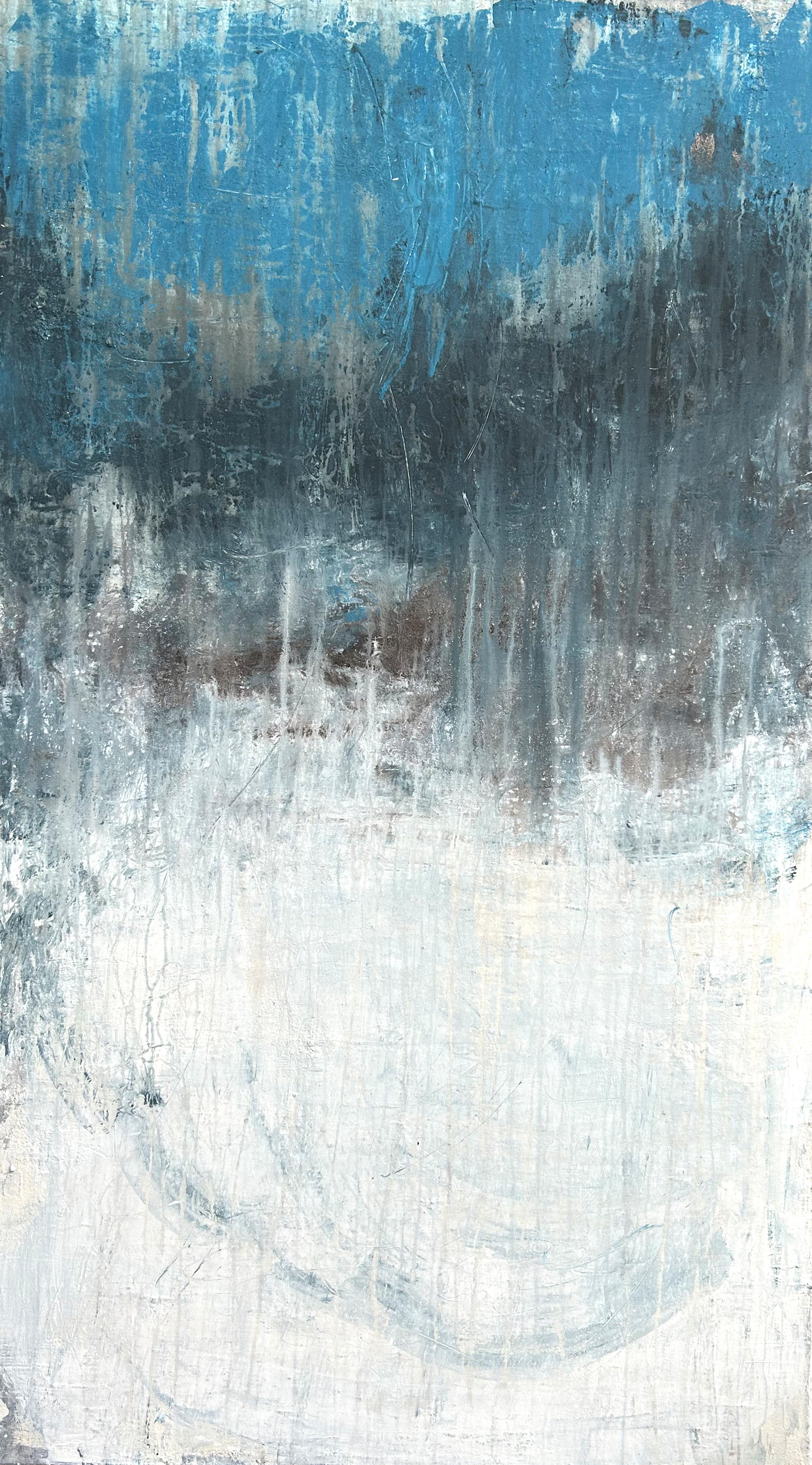 "Abstract Blue/White Elegance" PLRK2, Peinture abstraite, 21e siècle, Acryl