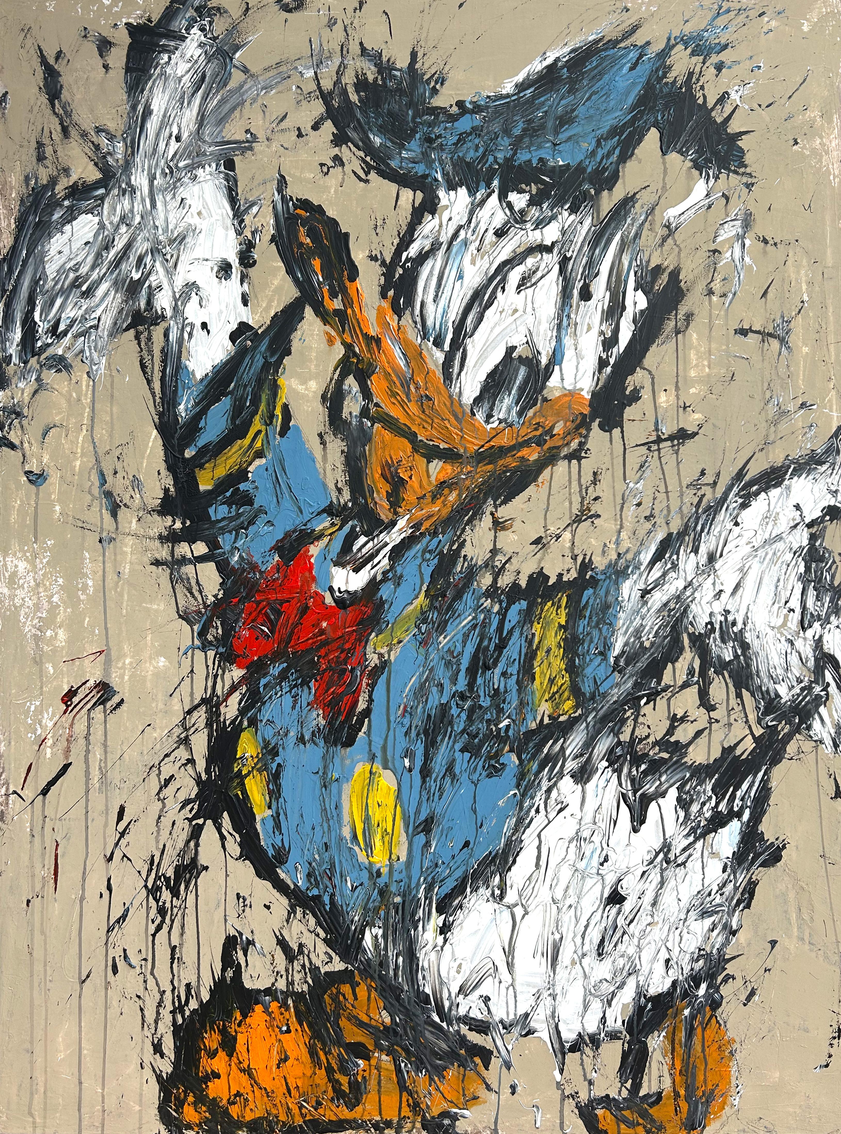 Figurative Painting di Roger König - "Paperino astratto - Serie di cartoni animati" , Astratto, Pittura, 21° Secolo, Acrilico