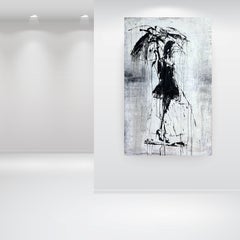"abstract girl in the rain " RK57T, Abstract, Painting, 21st Century, Acrylic