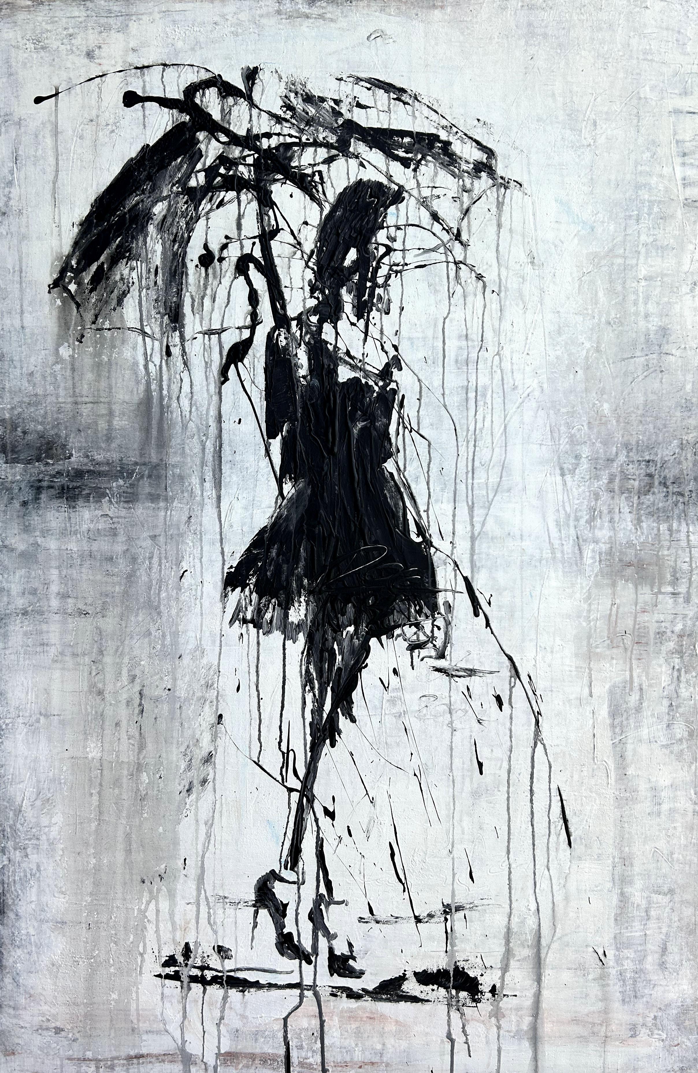 "fille abstraite sous la pluie" RK57T, Abstrait, Peinture, 21ème siècle, Acrylique