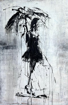 "abstract girl in the rain " RK57T, Abstract, Painting, 21st Century, Acrylic