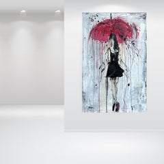"abstract girl in the rain " RK76, Abstract, Painting, 21st Century, Acrylic