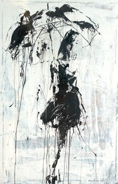 "Ragazza astratta sotto la pioggia " RK77, Astratto, Pittura, 21° secolo, Acrilico