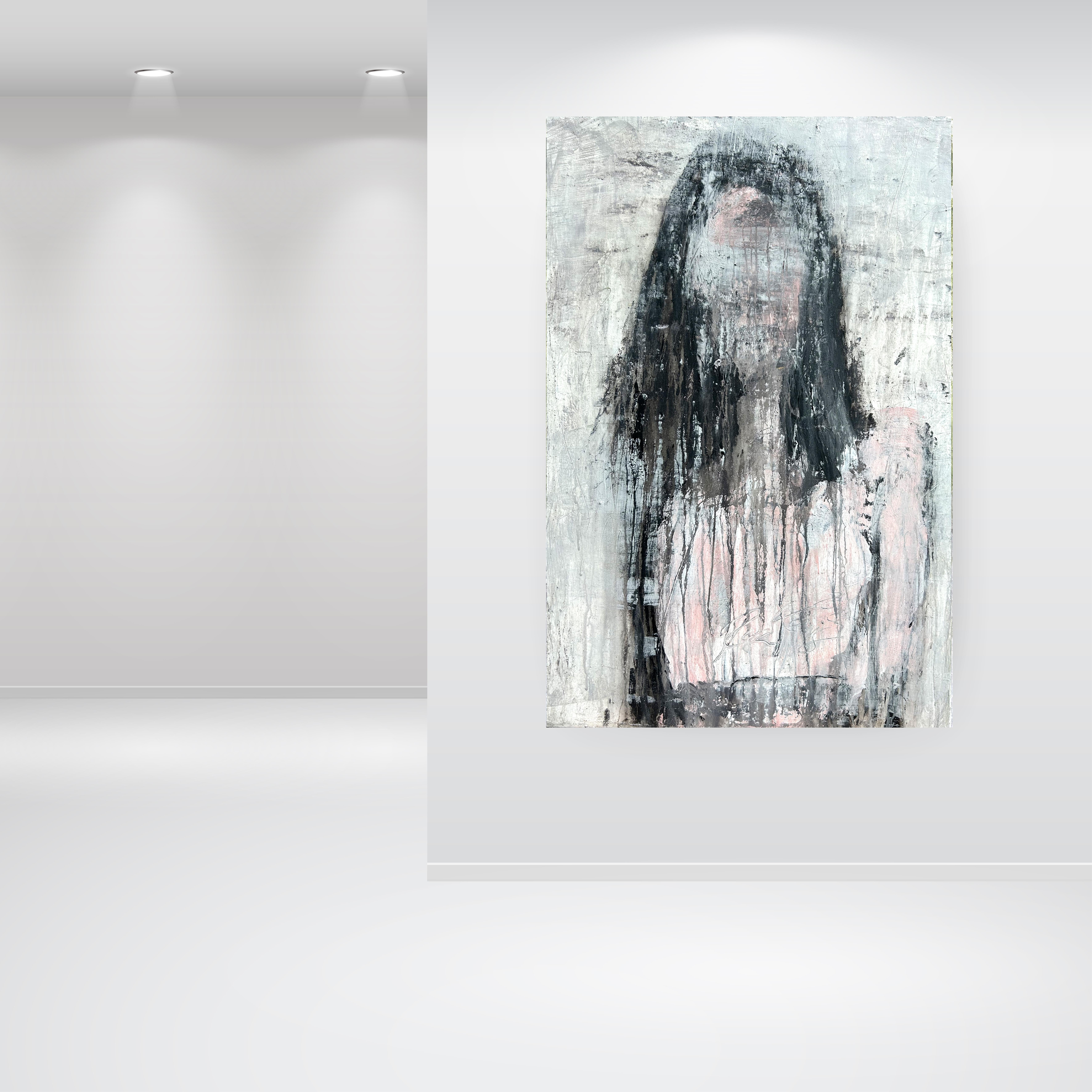 „Abstraktes Mädchen“, K1RK, Abstrakt, figurativ, 21. Jahrhundert, Acryl, Ton – Painting von Roger König