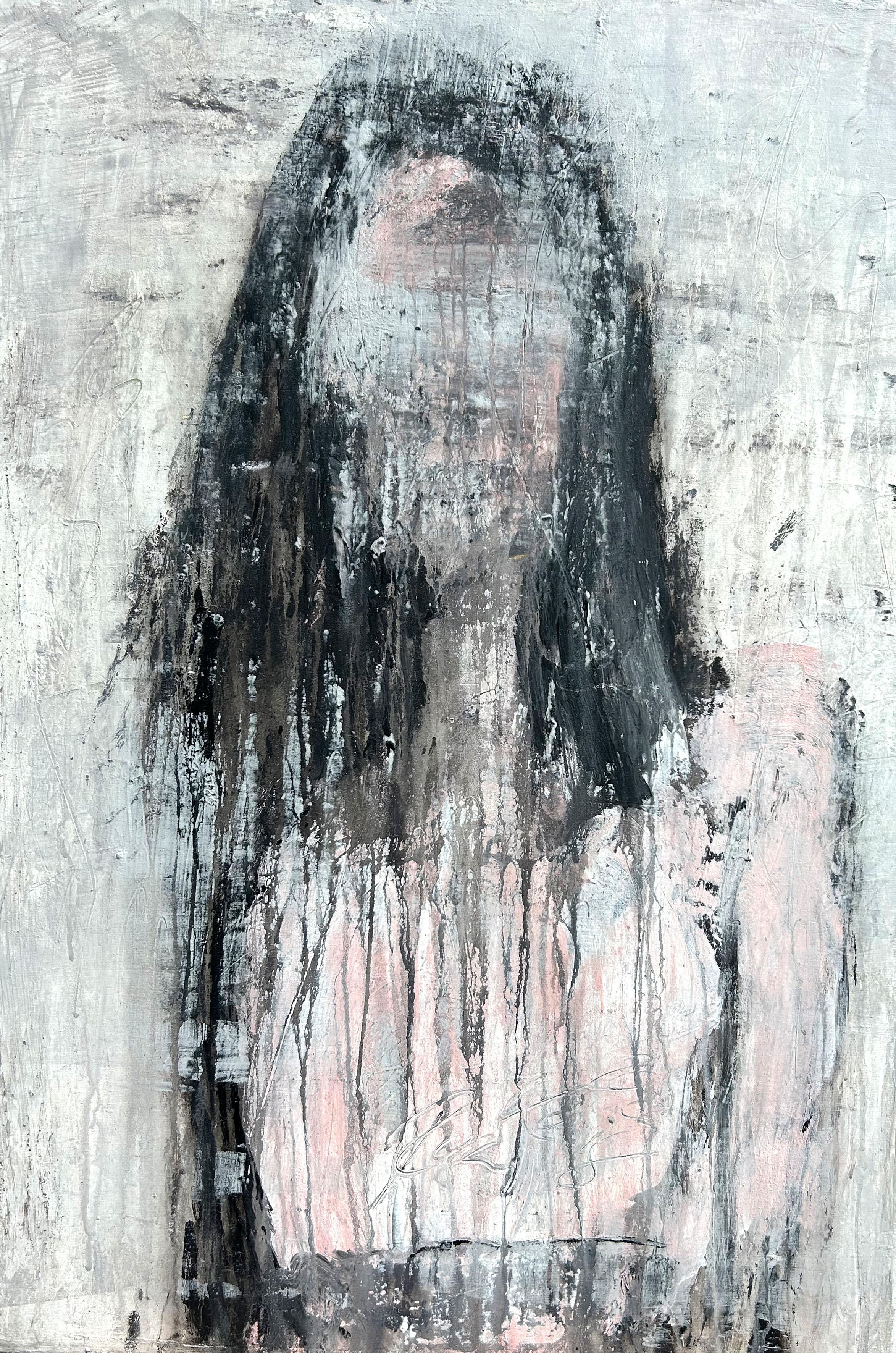 „Abstraktes Mädchen“, K1RK, Abstrakt, figurativ, 21. Jahrhundert, Acryl, Ton