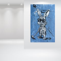 "Conejito de golf abstracto" RK21P, Abstracto, Pintura, Siglo XXI, Acrílico , Cómic