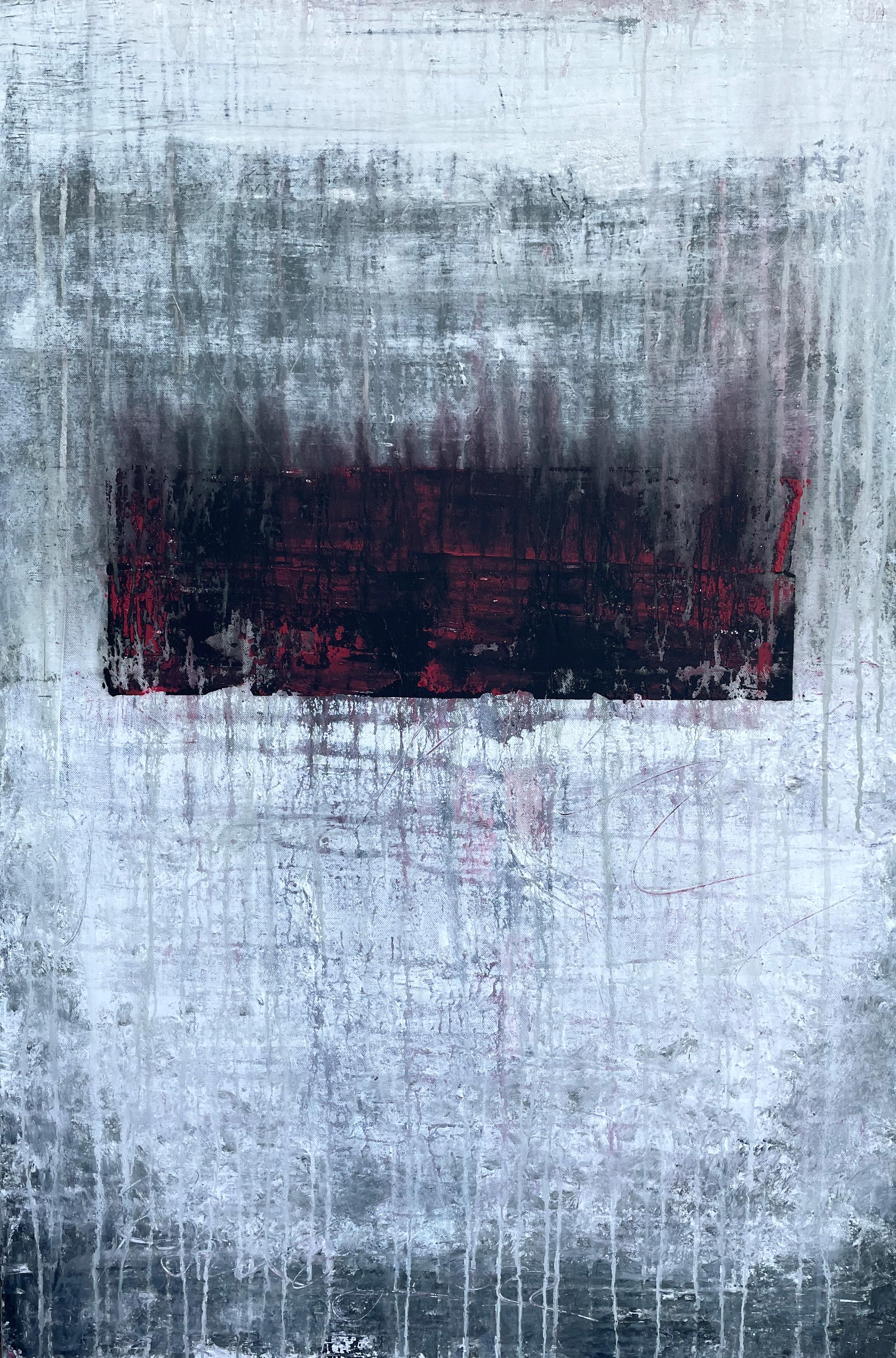 Abstract Painting Roger König - ""Abstraite peinture abstraite vert/rouge/noir "" H22T, peinture abstraite, XXIe siècle, Acrylique