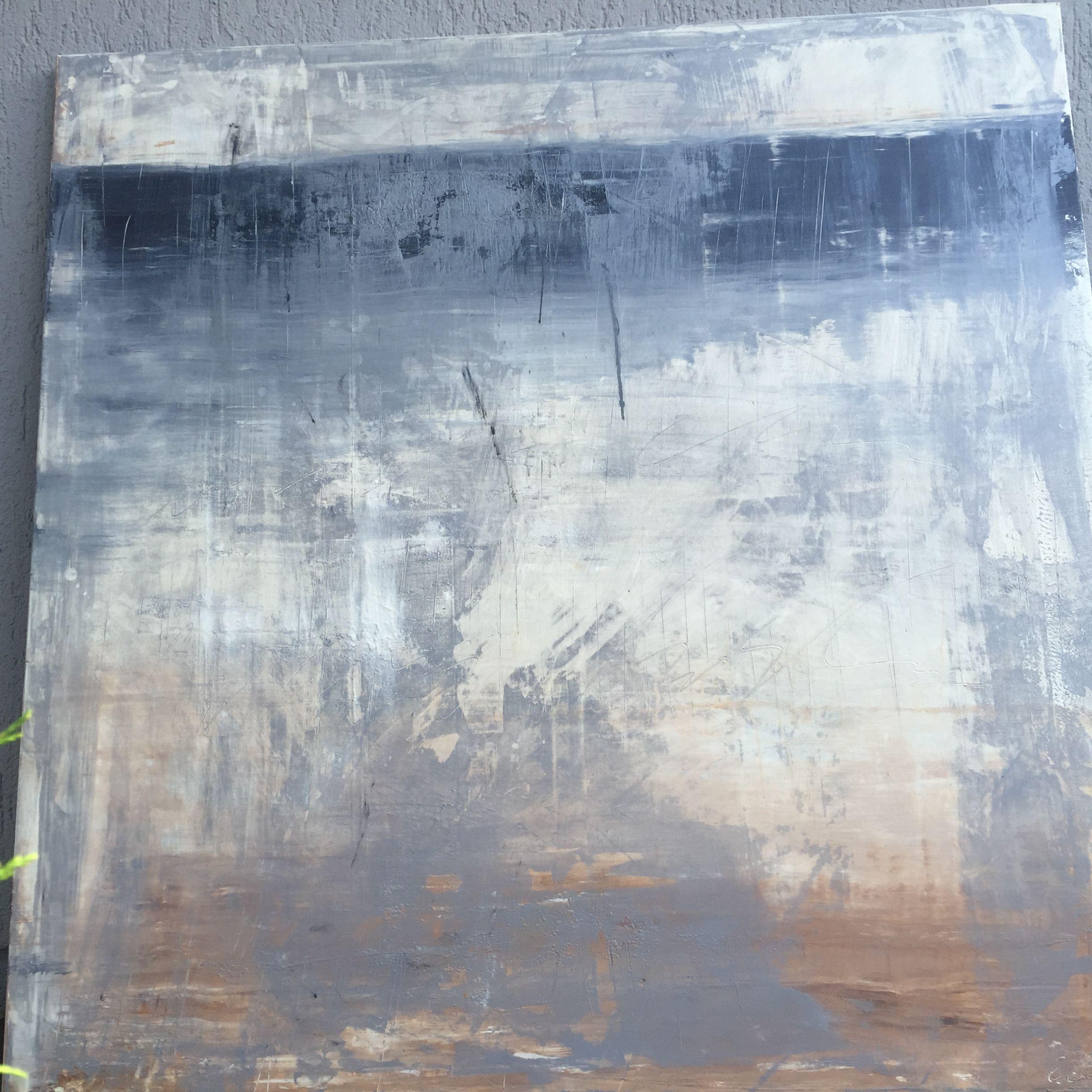 Abstract historic wall No.6, Painting, Acrylic on Canvas - Gray Abstract Painting by Roger König