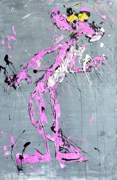 "abstract pink" PP25, Abstract, Painting, 21st Century, Acrylic , Clay, Comic