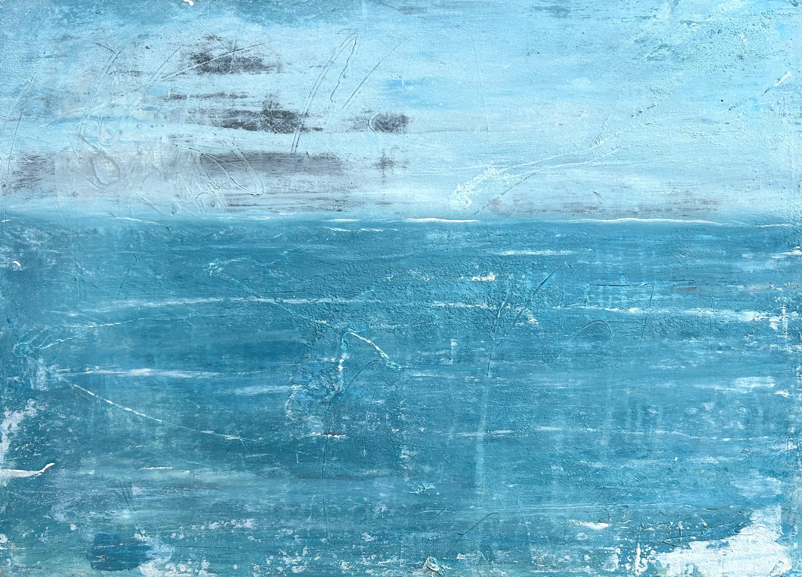Abstract Painting di Roger König - "Abstract Sea Series", RK93, Seascape Painting, Acrylic and Clay, 21st Century