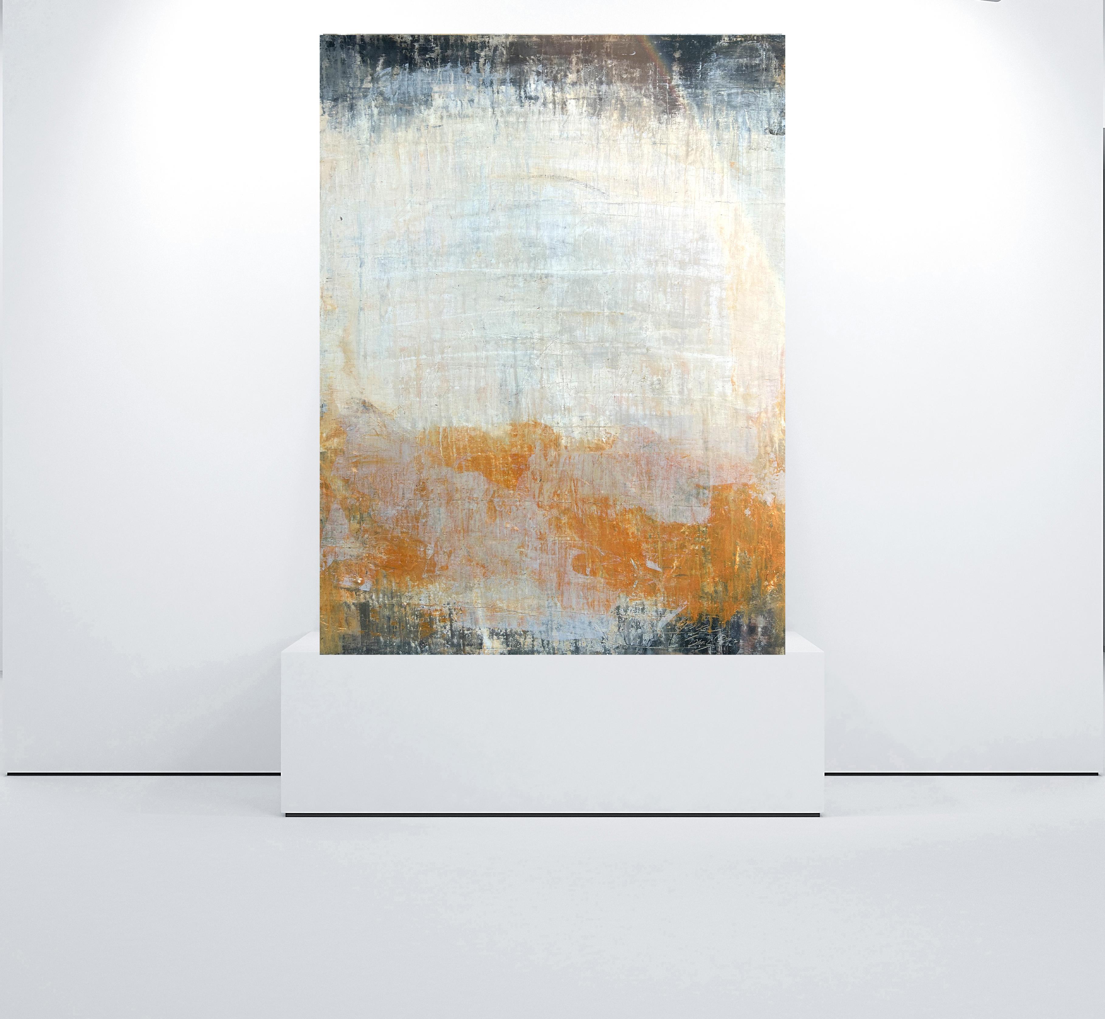 „Abstrakte Serie – orange/weiß“ RK2IR, Abstrakt, 21. Jahrhundert, Acryl, Ton  – Painting von Roger König
