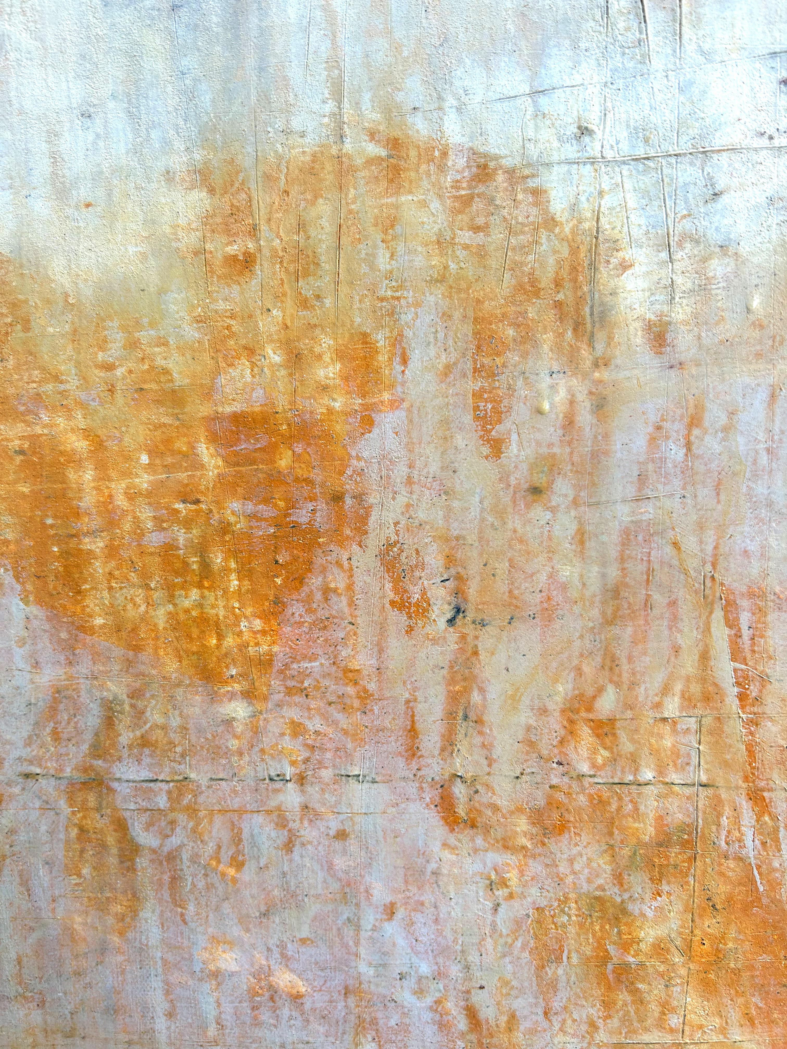 „Abstrakte Serie – orange/weiß“ RK2IR, Abstrakt, 21. Jahrhundert, Acryl, Ton  im Angebot 1