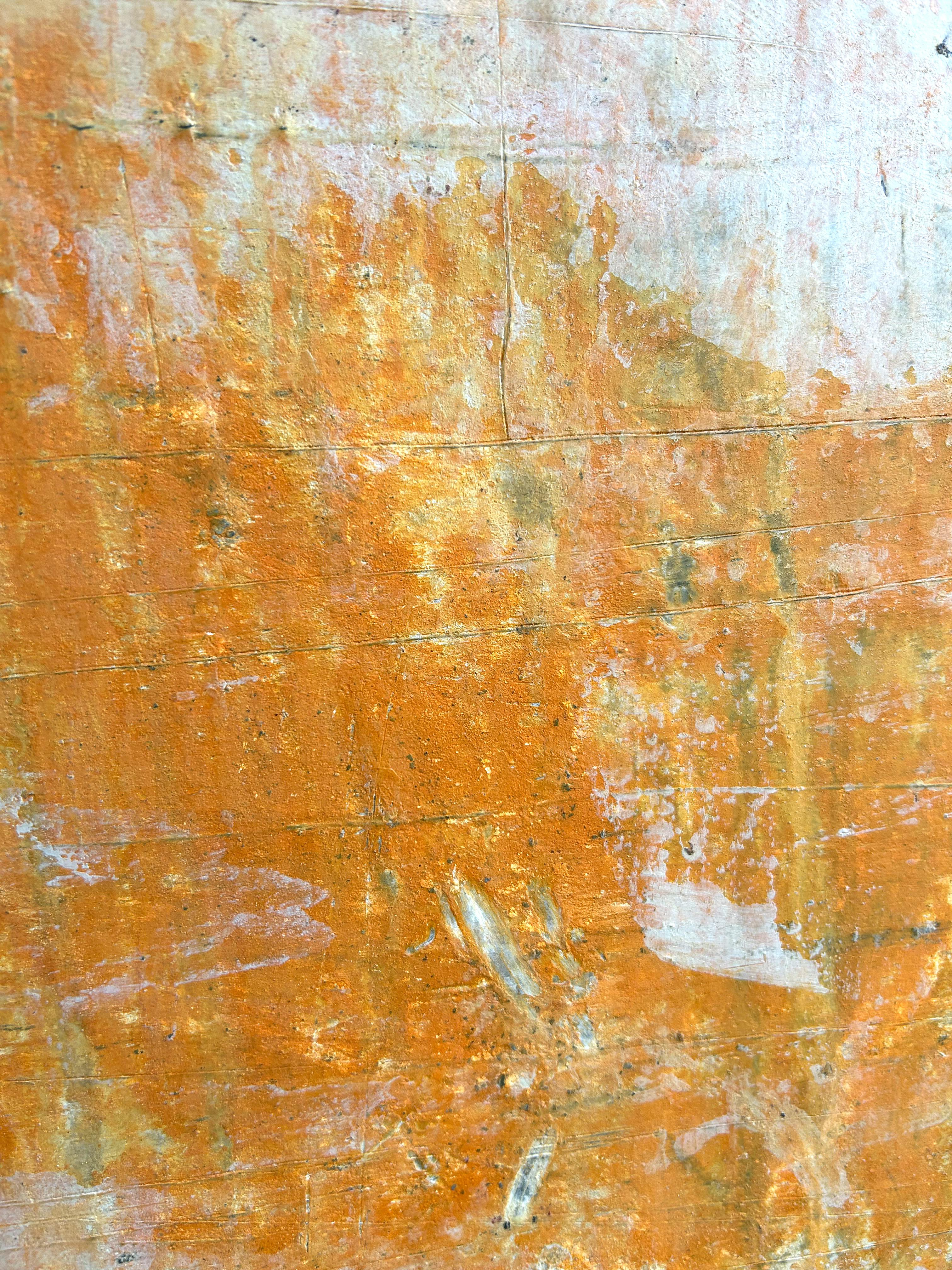 „Abstrakte Serie – orange/weiß“ RK2IR, Abstrakt, 21. Jahrhundert, Acryl, Ton  im Angebot 2