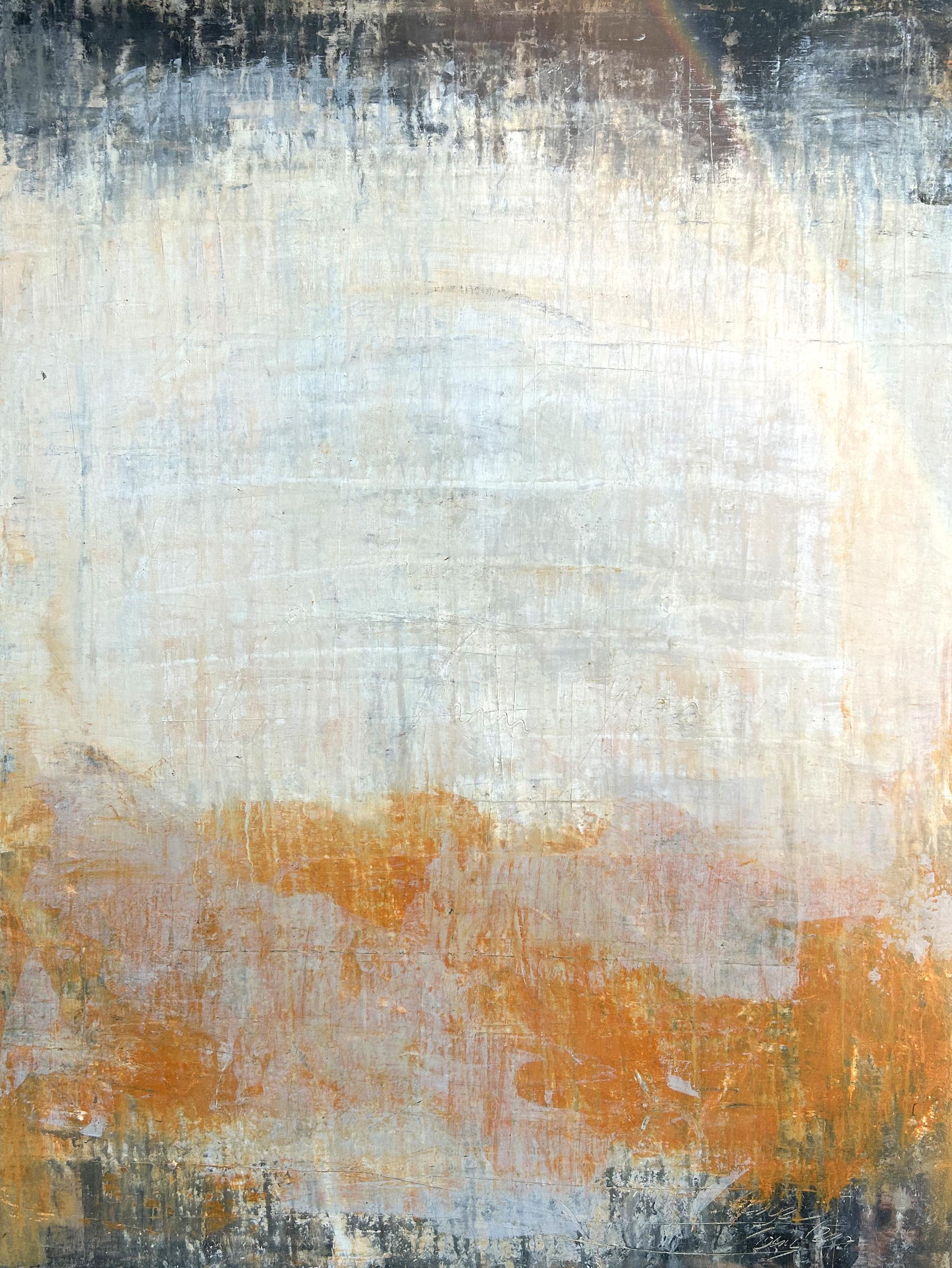 Roger König Abstract Painting – „Abstrakte Serie – orange/weiß“ RK2IR, Abstrakt, 21. Jahrhundert, Acryl, Ton 