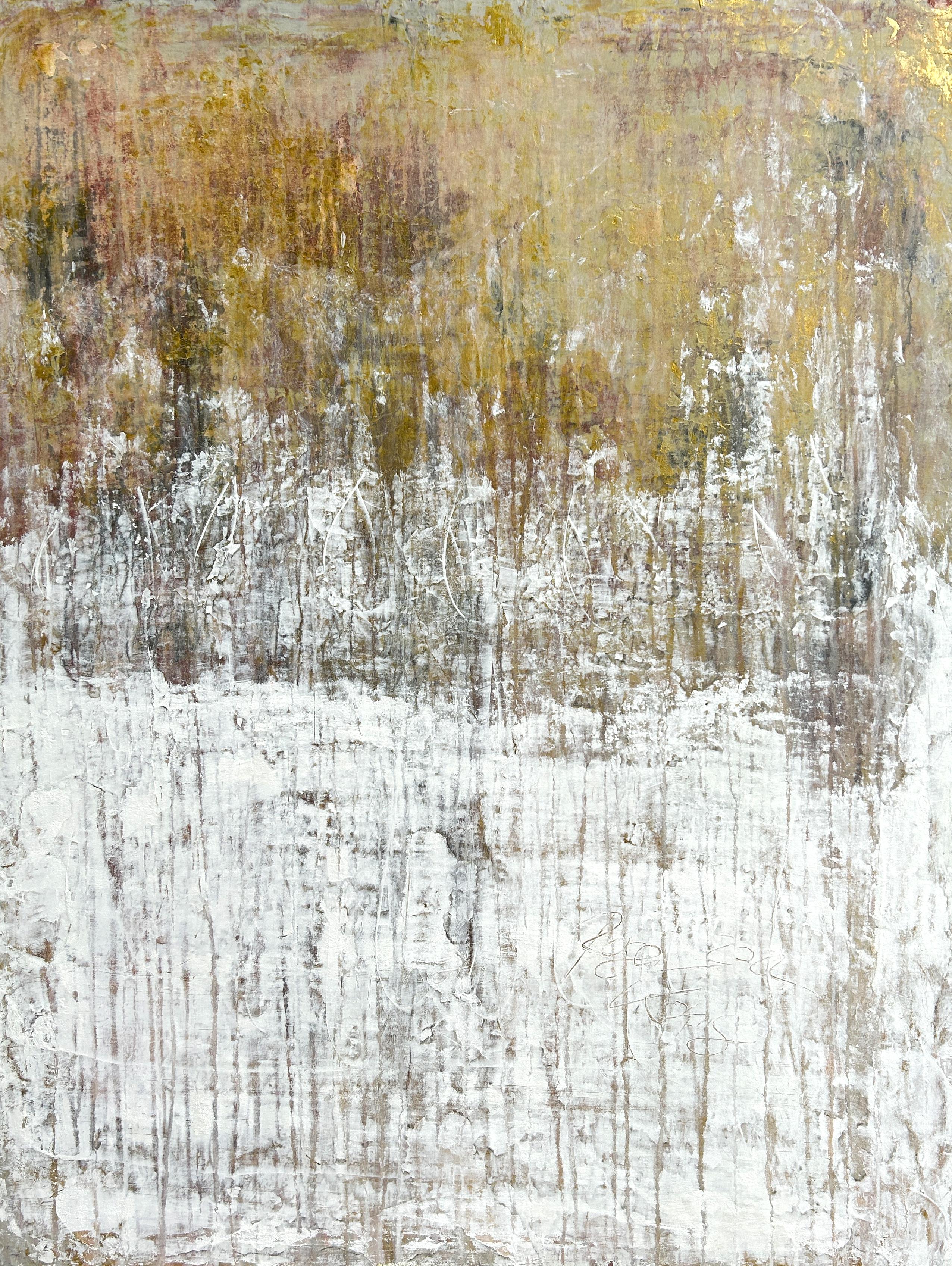 " Antique Gold/White " T4RK9, Abstrait, 21e siècle, Acrylique, Argile