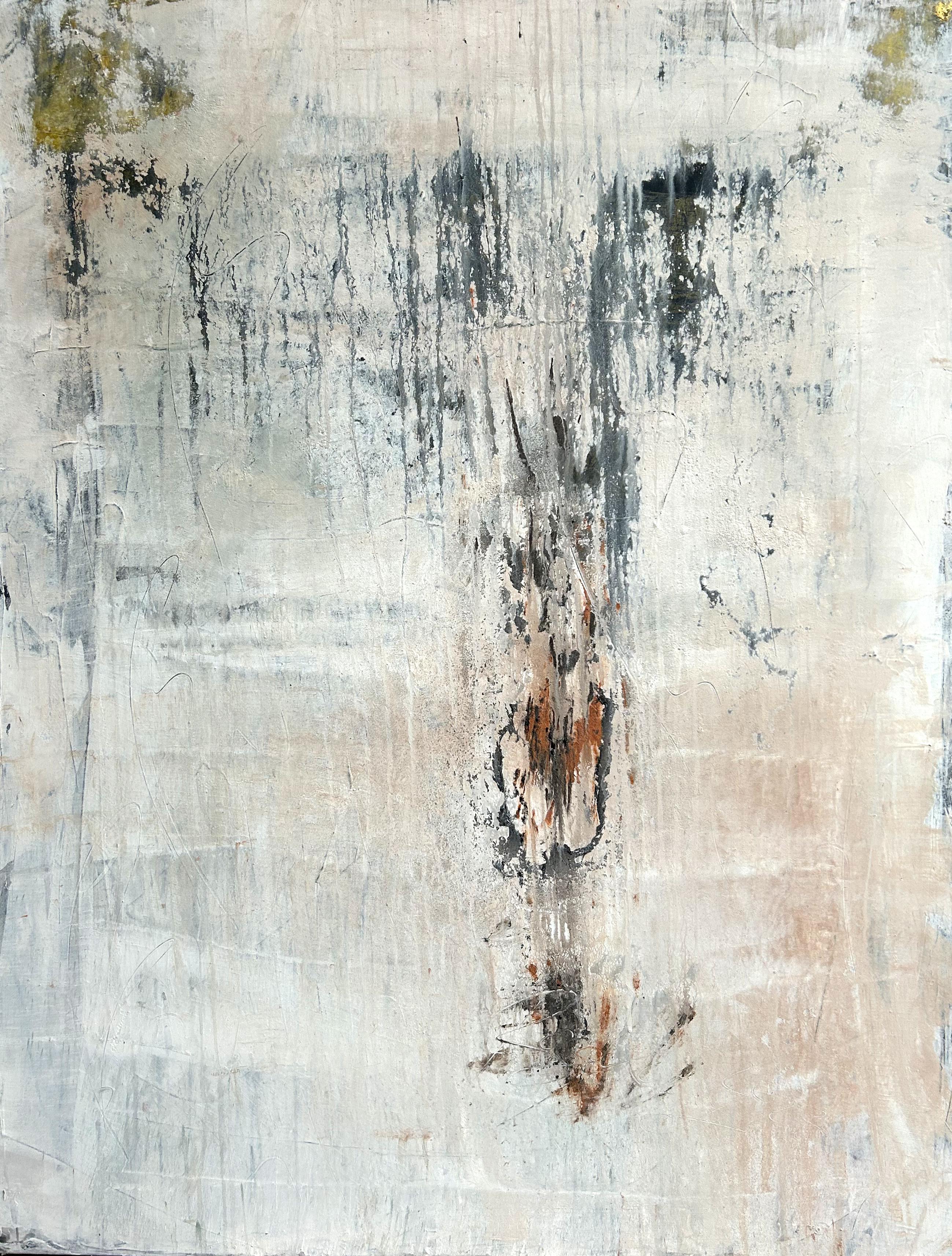 Roger König Abstract Painting - "Antique White Elegance" RK36A, Abstract, 21st Century, Acrylic, Clay 