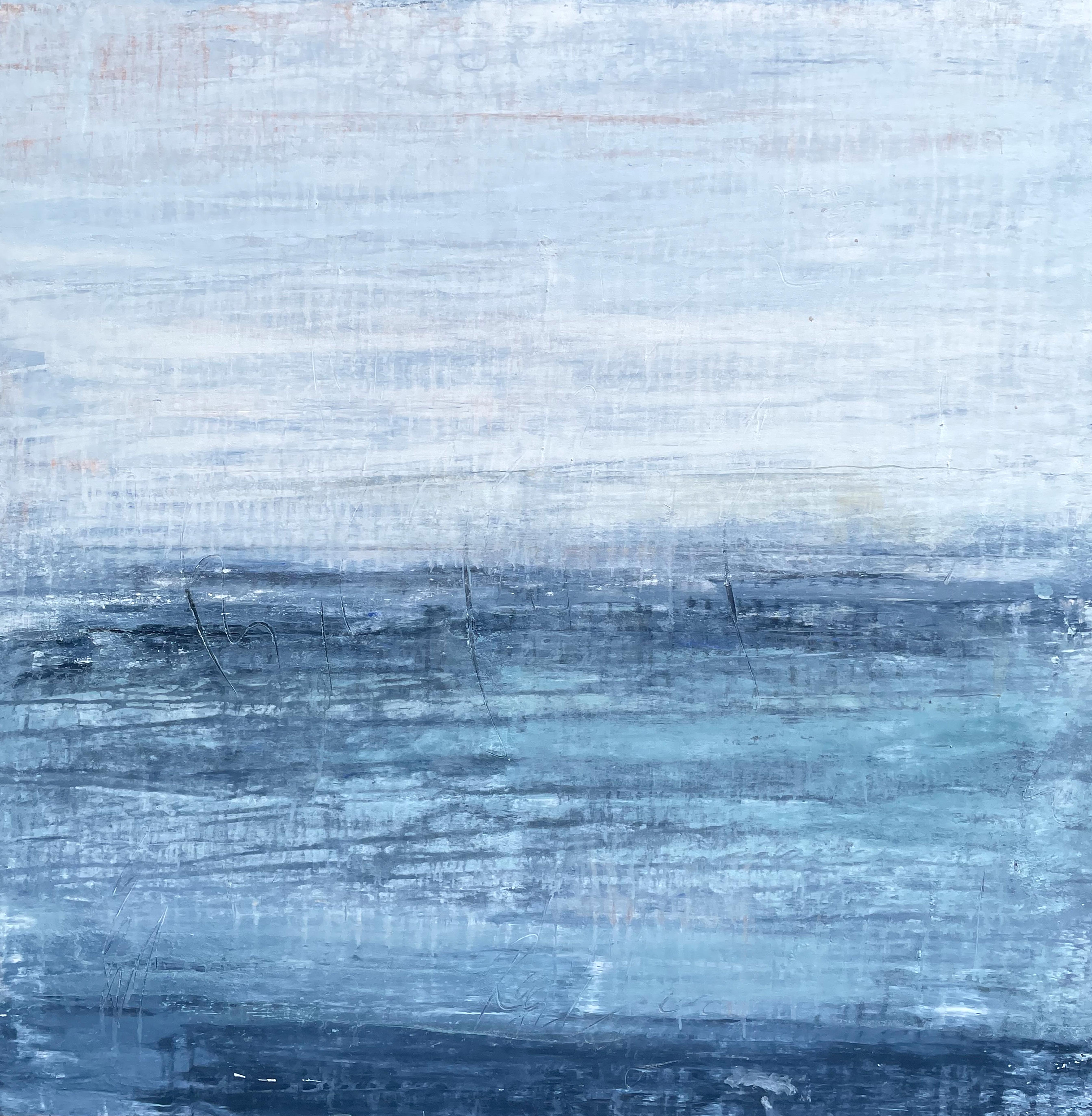 Roger König Landscape Painting – ""blaue/weiße Eleganz" RK3P, Abstrakt, Gemälde, 21. Jahrhundert, Acryl 