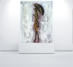 "Girl in the Rain - Gold Edition #5 " , Abstrait, 21e siècle, Acrylique, Argile