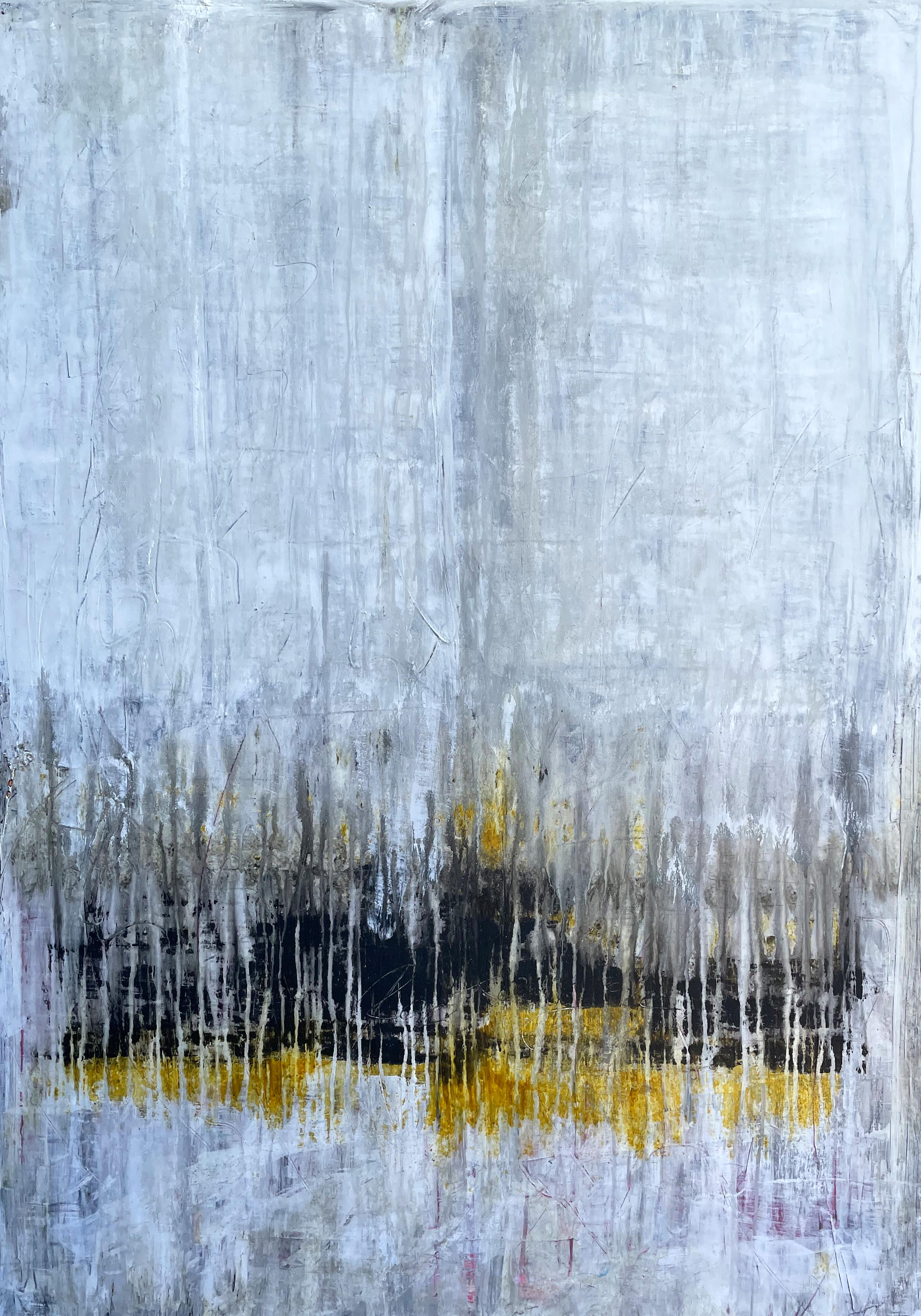 Abstract Painting Roger König - « Gold/Black/White Exclusive DV5U Abstract, 21st Century, Acrylique, Peinture en argile