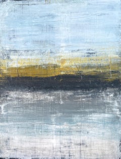"Gold Horizone Series" DWQ56, Abstract, Seascape, 21st Century, Acrylic, Clay 