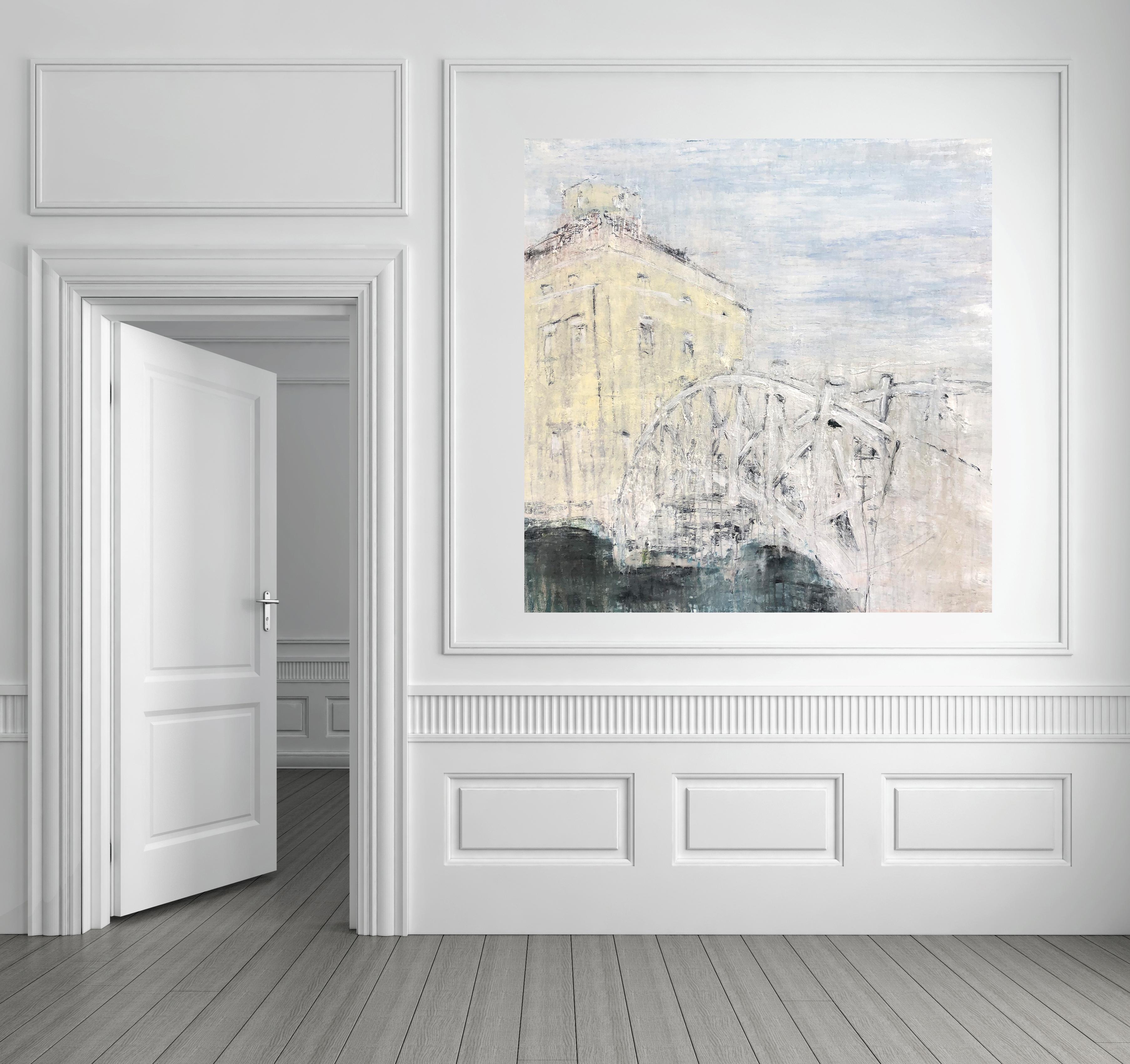 „Palladio-Brücke im Luisium“ Abstrakt,  Gemälde, 21. Jahrhundert, Acryl  im Angebot 1