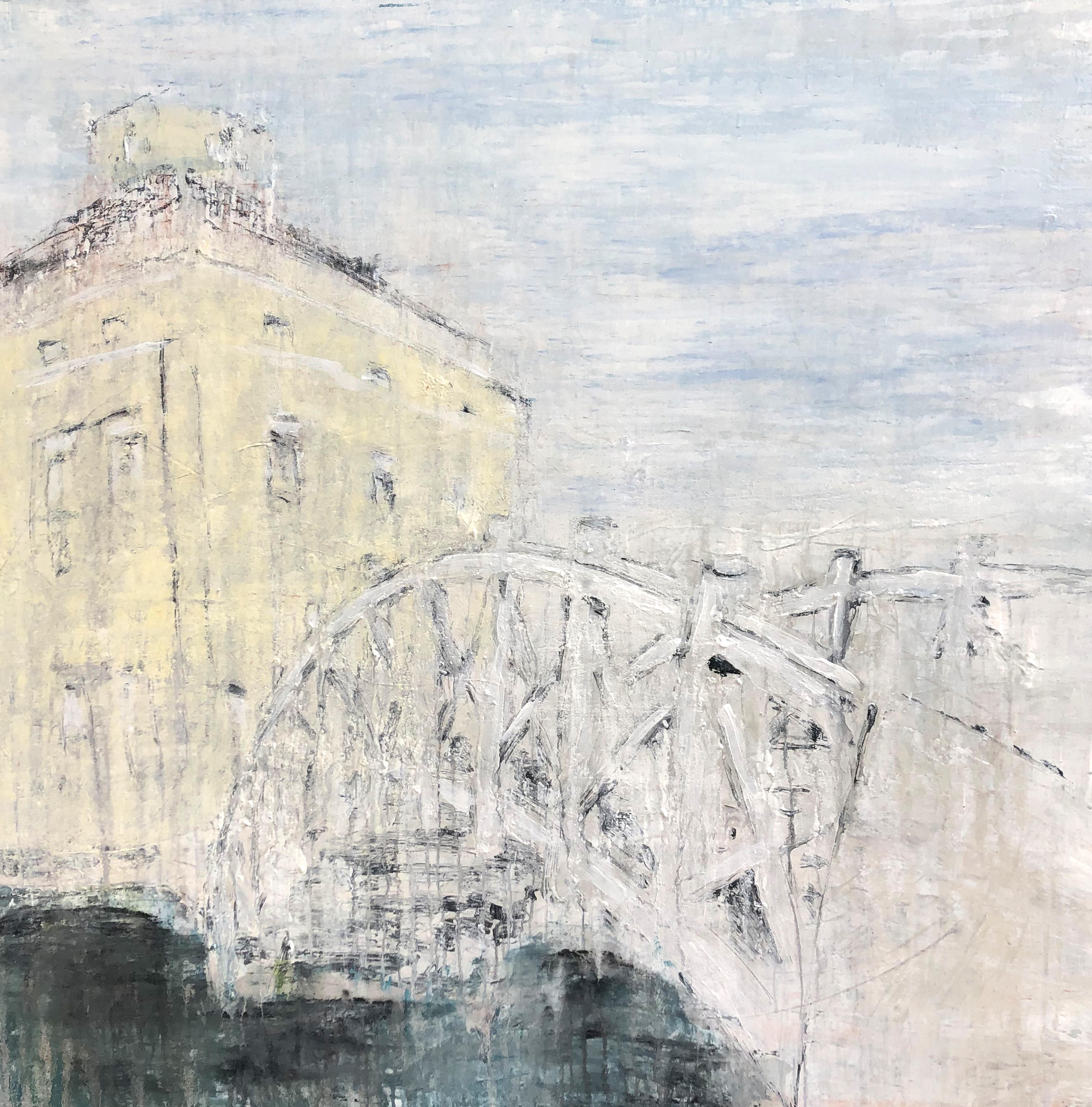 "Palladio Bridge in the Luisium" Abstract,  Painting, 21st Century, Acrylic 