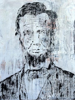 « Abstract Series - Abraham Lincoln », abstrait, 21e siècle, acrylique, argile 