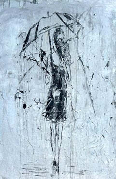 "umbrella girl in the rain " RK3D, Abstract, Painting, 21st Century, Acrylic