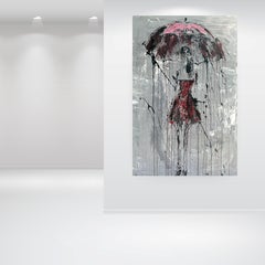 "umbrella girl in the rain" RK5D, Abstrakt, Malerei, 21. Jahrhundert, Acryl
